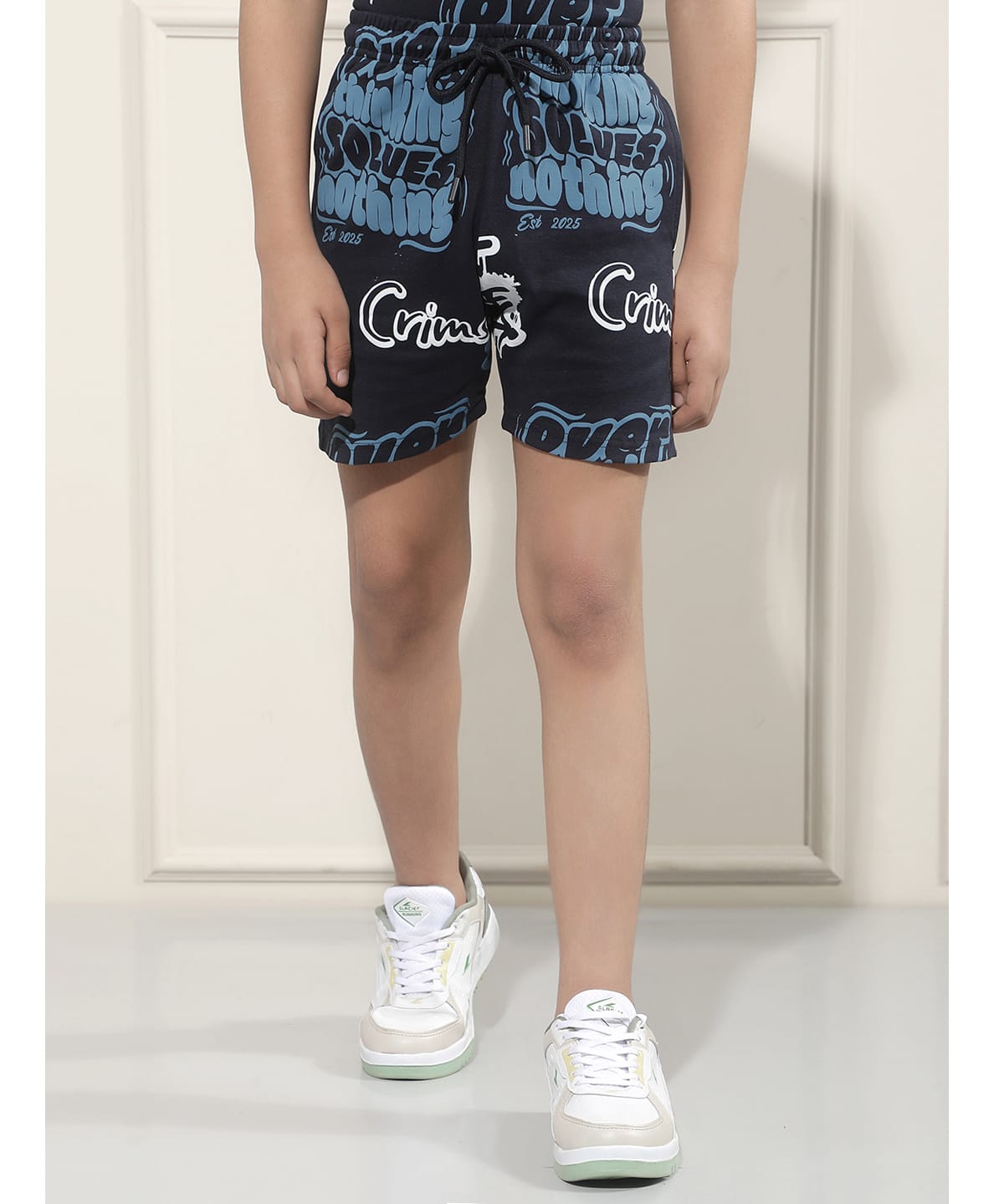 CRIMSOUNE CLUB Cotton Woven Typography Printed Shorts - Navy Blue-picture-18
