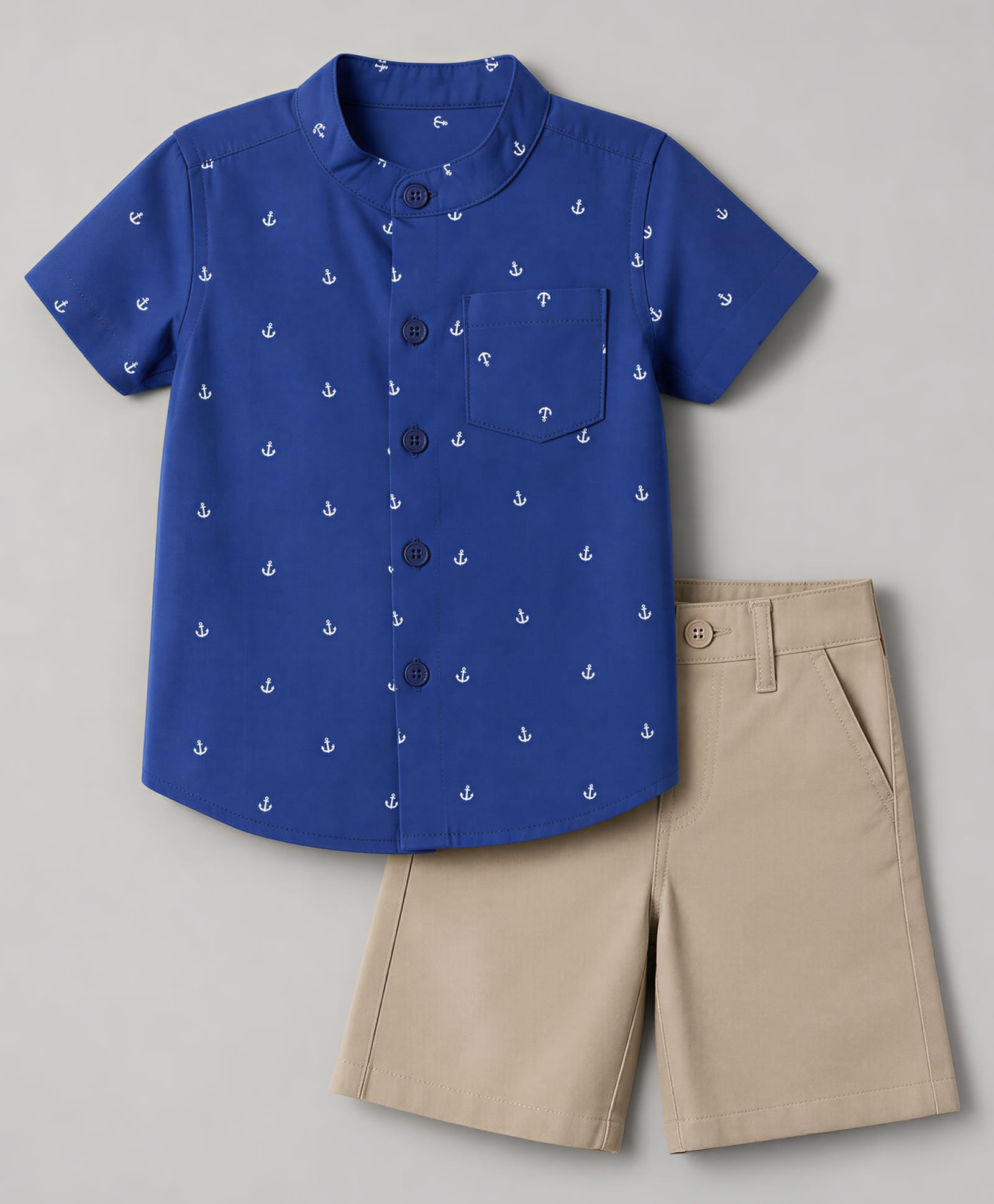 Babyhug 100% Cotton Knit Half Sleeves Nautical Theme Printed Shirt & Shorts Set - Blue & Beige-picture-25