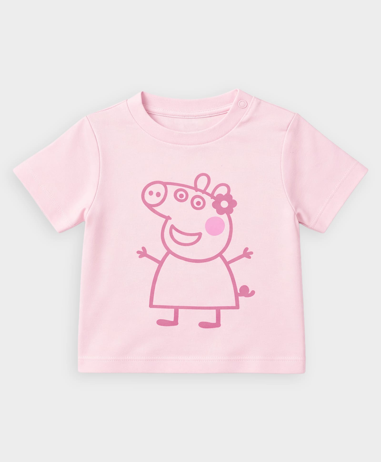 Mi Arcus Cotton Elastane Knit Peppa Pig Featuring Half Sleeves Peppa Pig Printed Tee - Pink-picture-38
