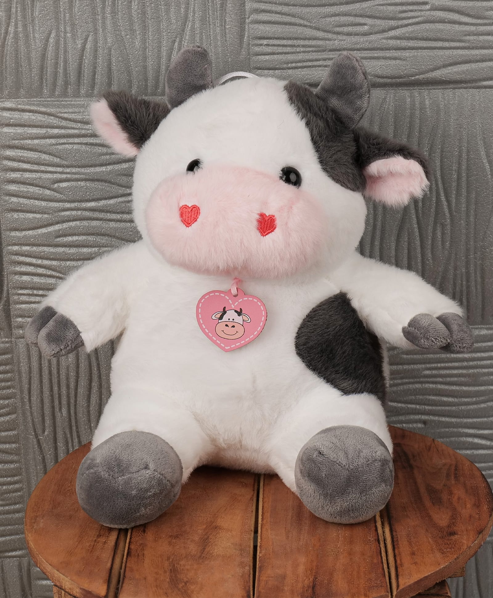 Dukiekooky 28 cm Kids Super Cute & Adorable Sitting Cow Soft Toy- White-image-23