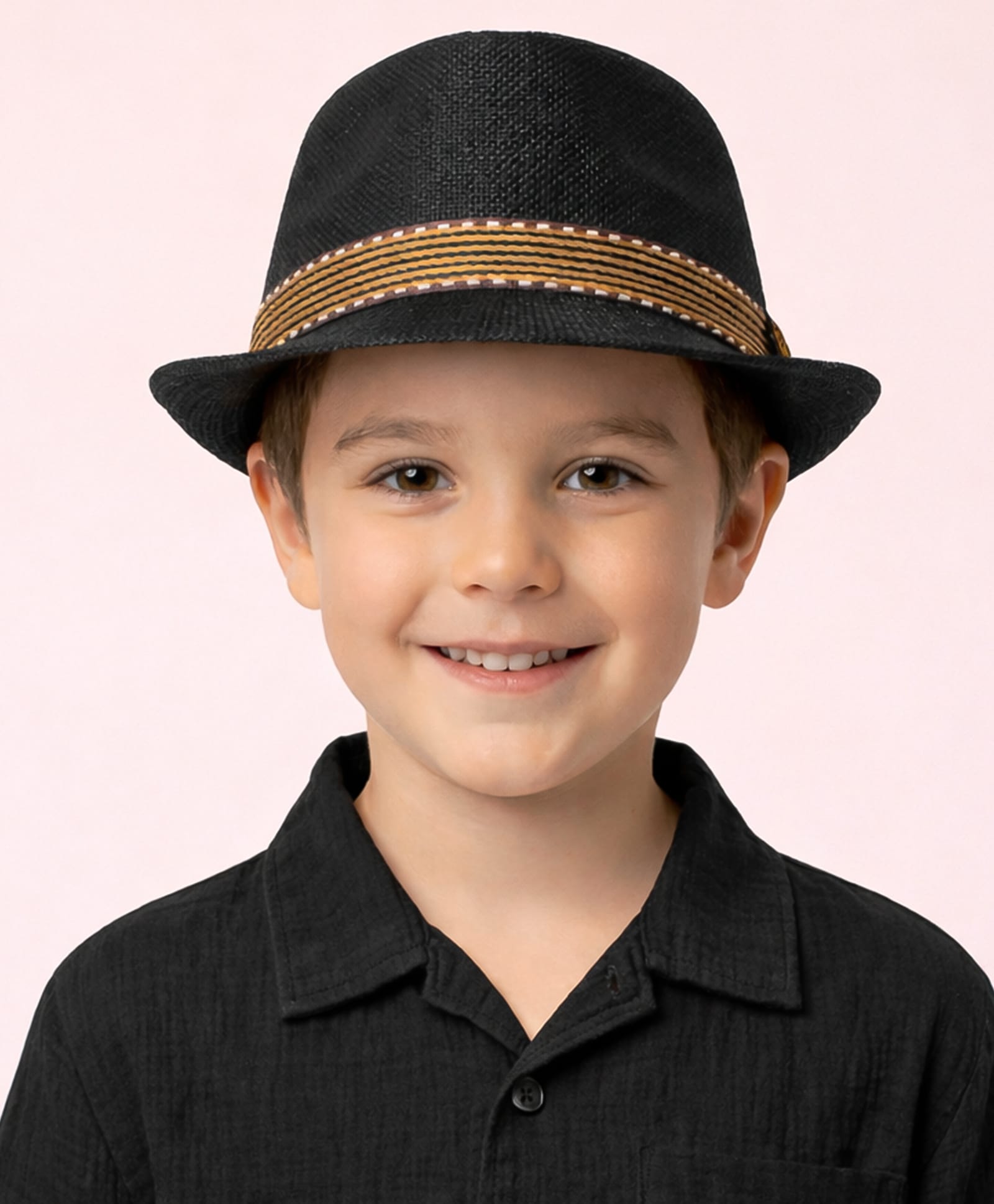 Vritraz Cotton Woven Strip Detailed Hat - Black - Circumference - 52-56 Cm-image-30
