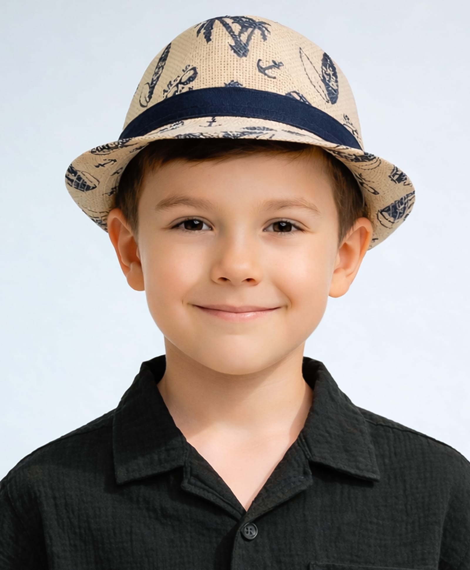 Vritraz Cotton Woven Beach Theme Designed Hat - Beige - Circumference 52-56 Cm-image-36