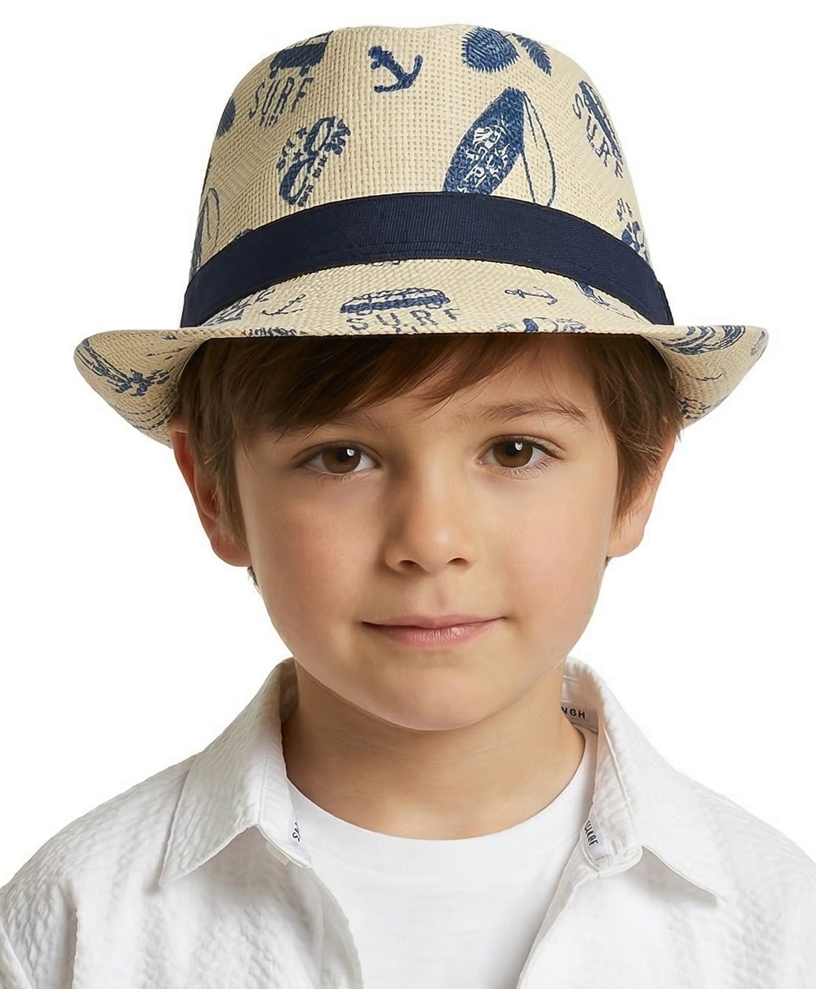 Vritraz Cotton Woven Beach Theme Designed Hat - White - Circumference 52-56 Cm-image-13