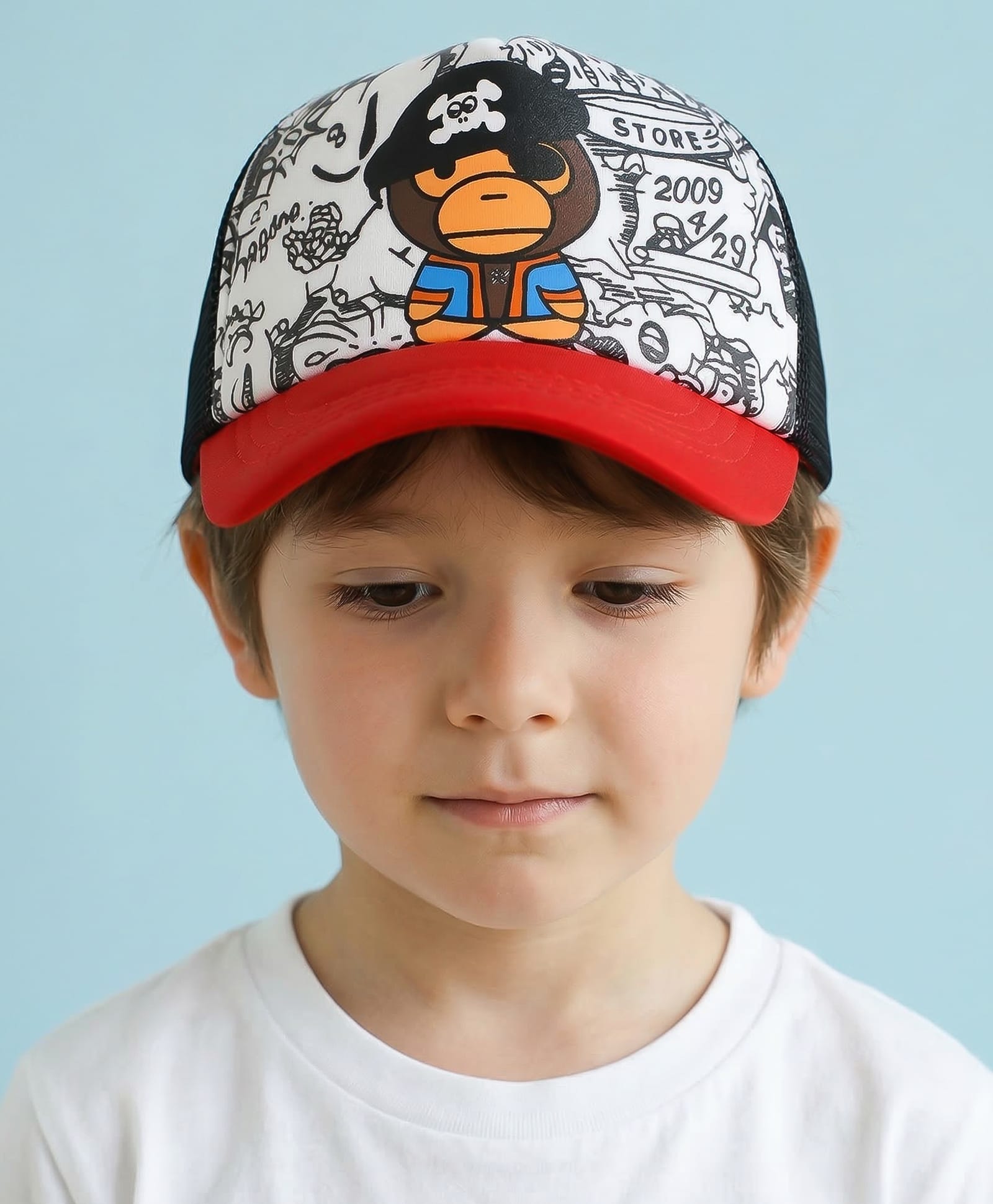 Vritraz Woven Pirate Printed Baseball Cap - Red - Circumference 52-56 Cm-image-49