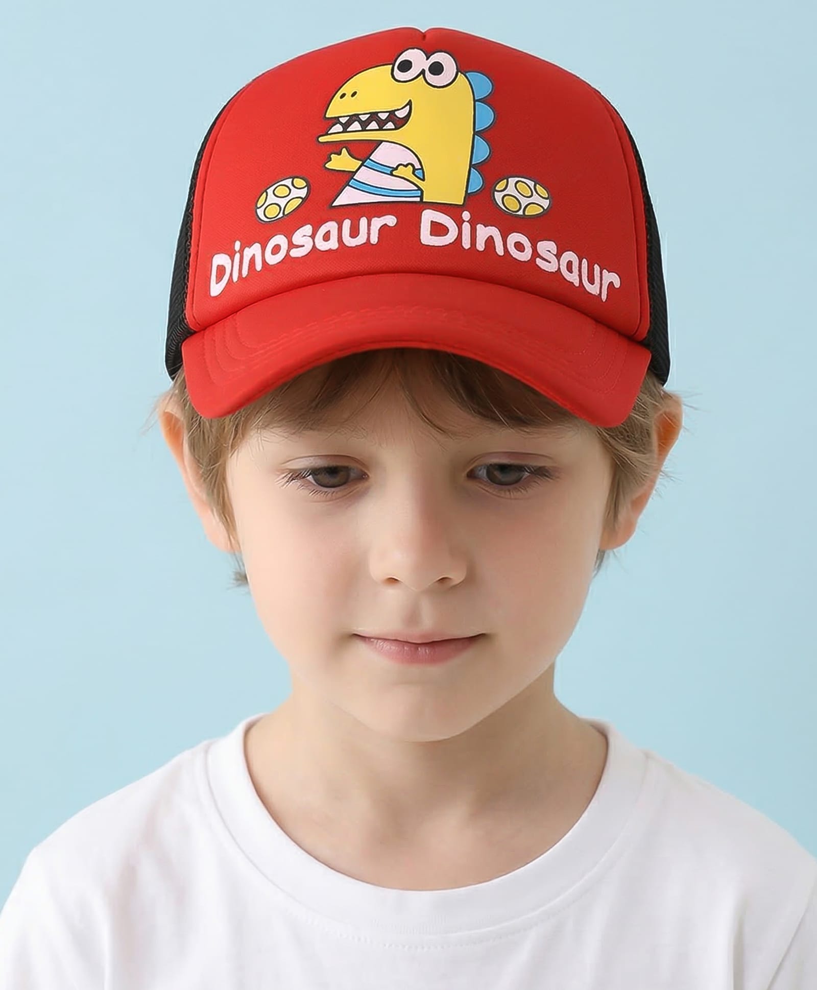 Vritraz Woven Dinosaur Printed Baseball Cap - Red - Circumference 52-56 Cm-image-2