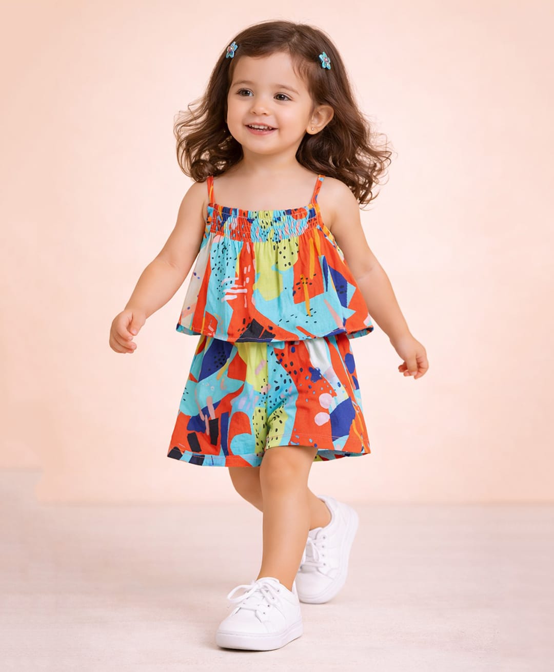 StyloBug Cotton Woven Sleeveless Abstract Printed Jumpsuit - Multi Colour-image-35