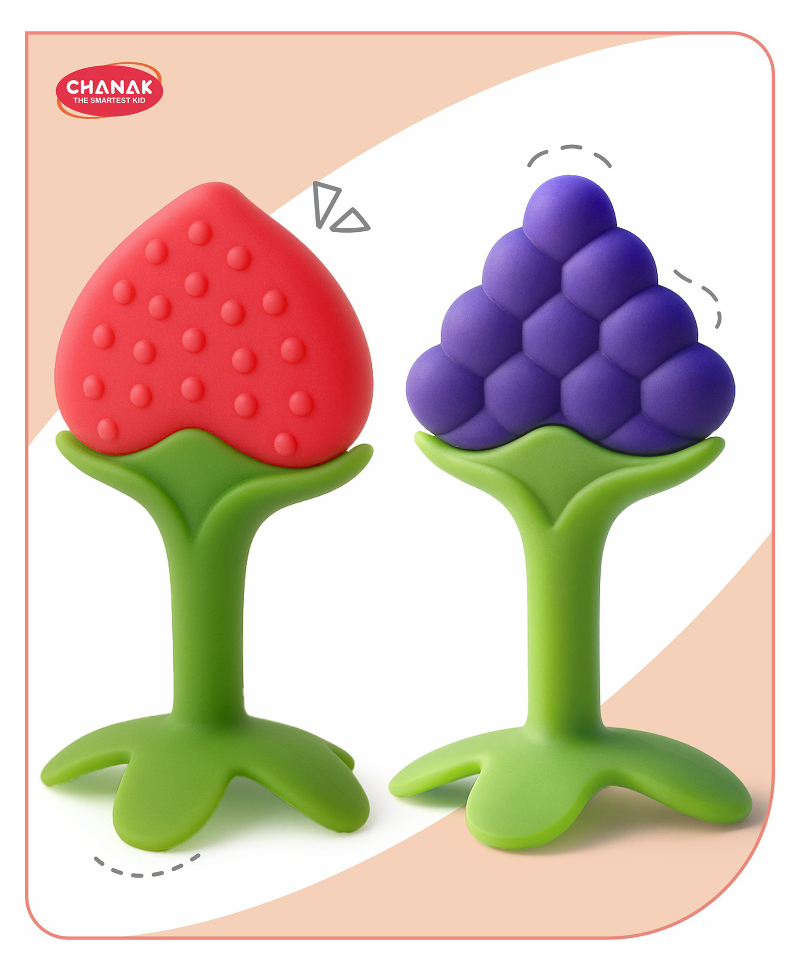 Aditi Toys Baby Silicone Teether & Fruit Teether Pack of 2 - Multicolour-image-48
