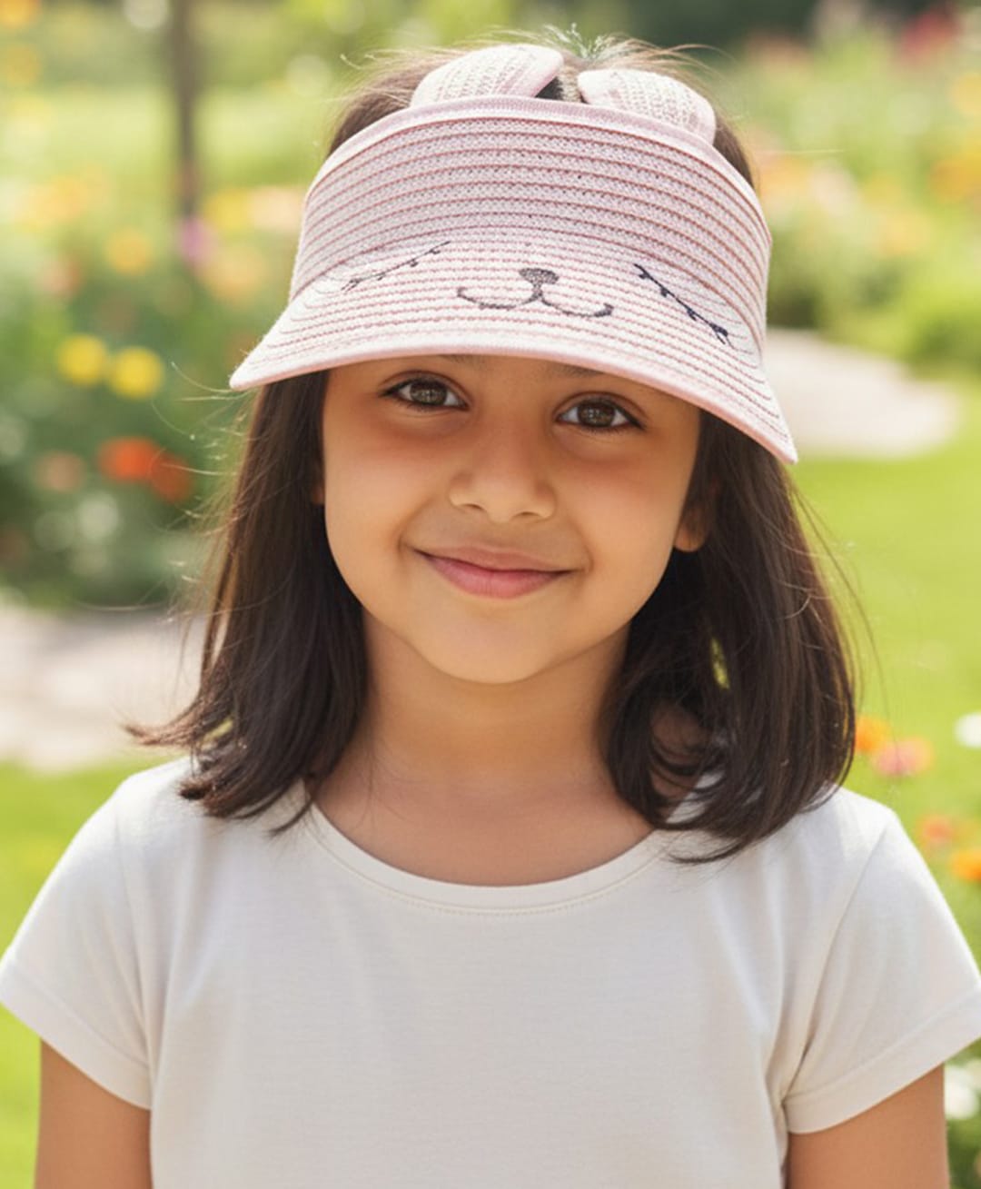 Priaansha Creation Knit Animal Face Designed Ear Applique Detailed Visor - Pink - Circumference 50 Cms-image-35