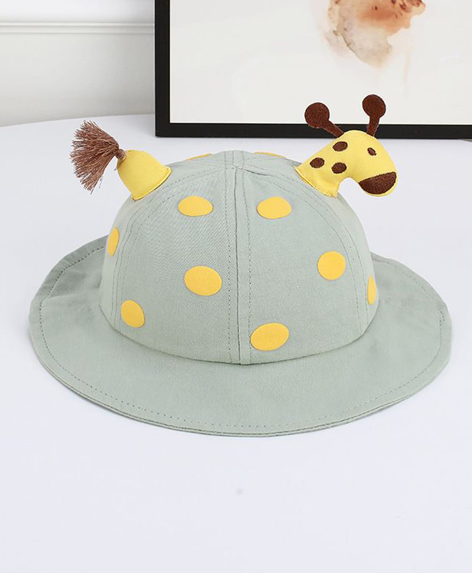 Babymoon Cotton Blend Knit Giraffe Applique Detailed Hat - Green - Circumference - 52 Cm-picture-21