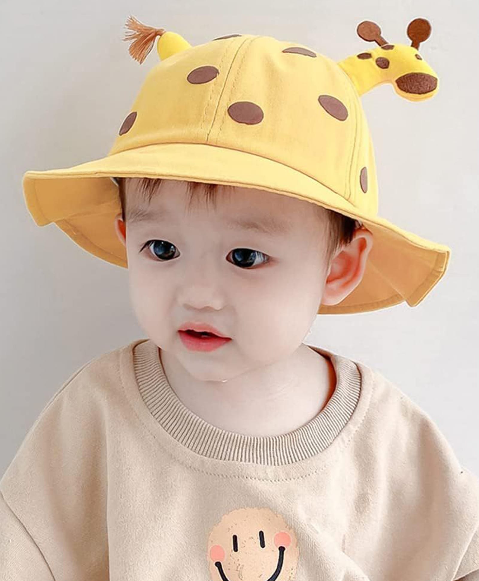 Babymoon Cotton Blend Knit Giraffe Applique Detailed Hat - Yellow - Circumference - 52 Cm-picture-15