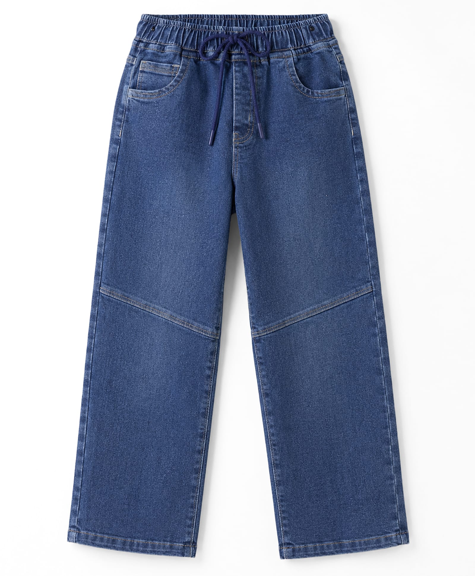Olio Kids Denim Woven Full Length Solid Color Jeans - Bue-picture-13