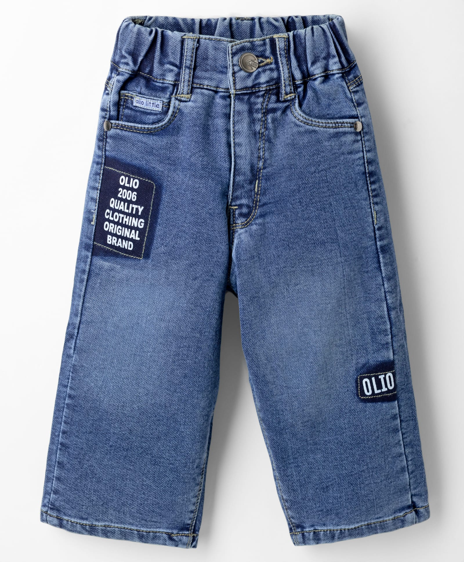 Olio Kids Denim Woven Full Length Jeans - Blue-picture-12