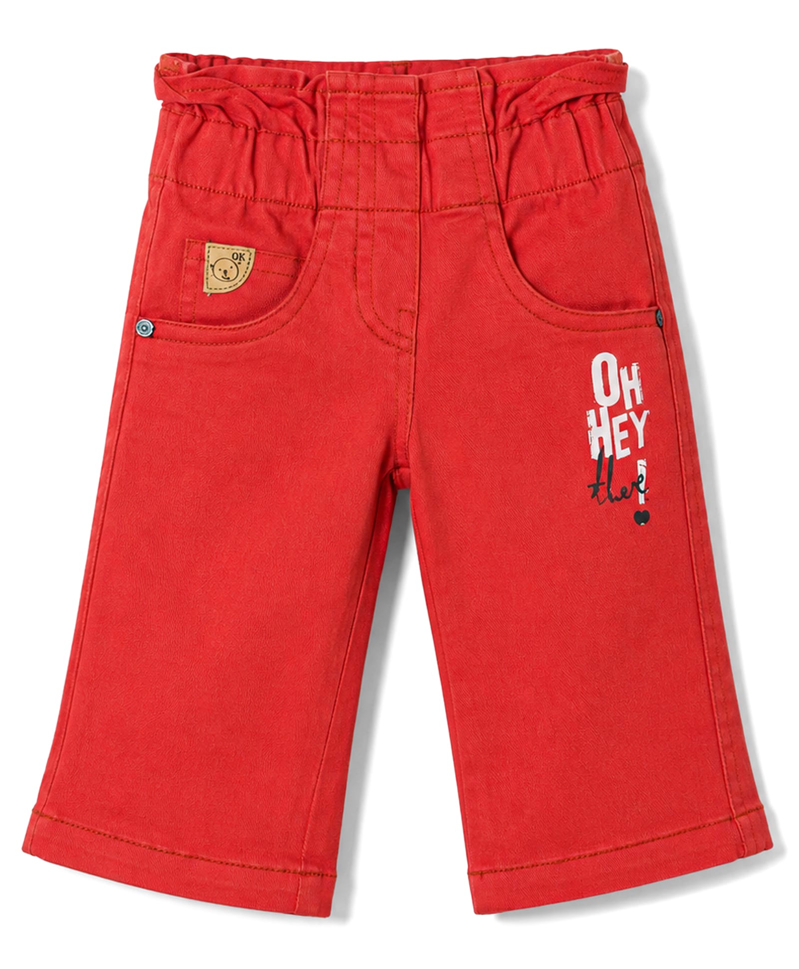 Olio Kids Cotton Woven Full Length Trousers with Text Print - Rust Orange-picture-25