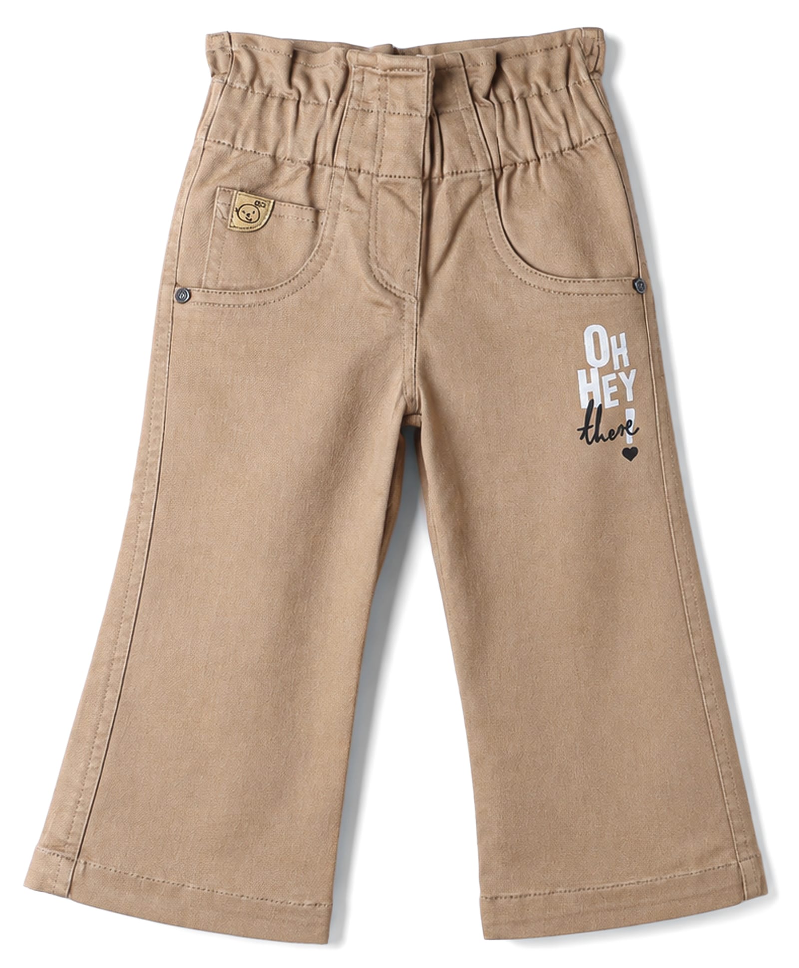 Olio Kids Cotton Woven Full Length Trousers with Text Print - Brown-picture-24