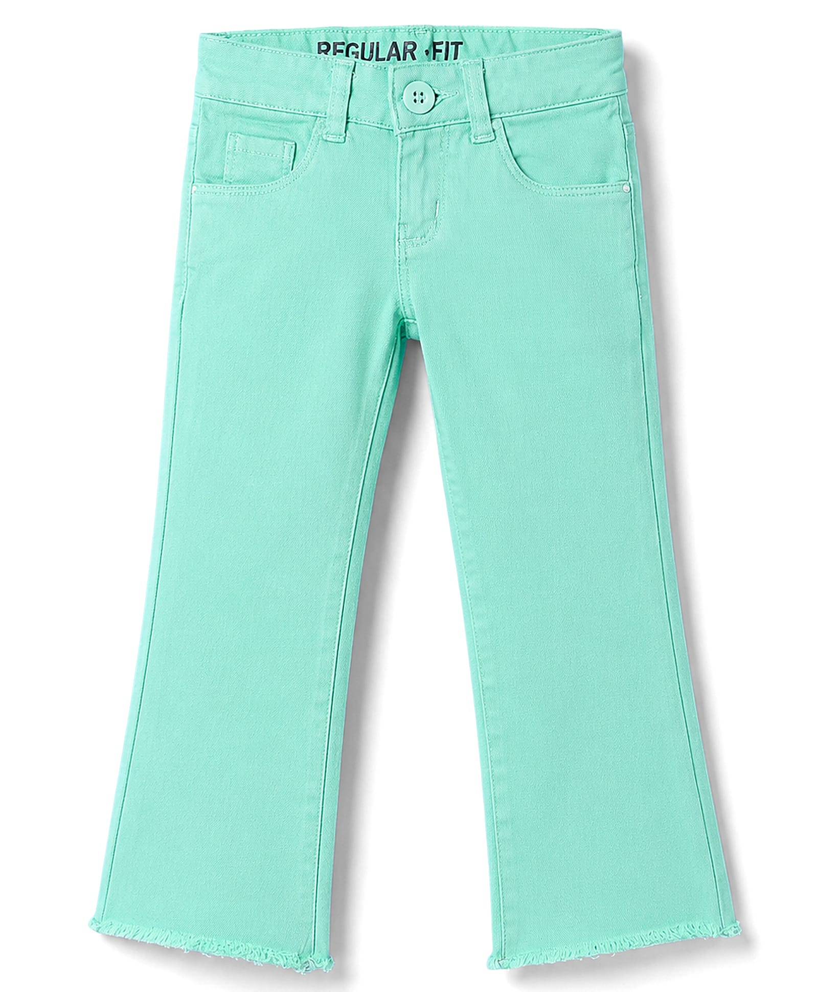 Olio Kids Cotton Woven Full Length Solid Trouser - Sea Green-picture-26