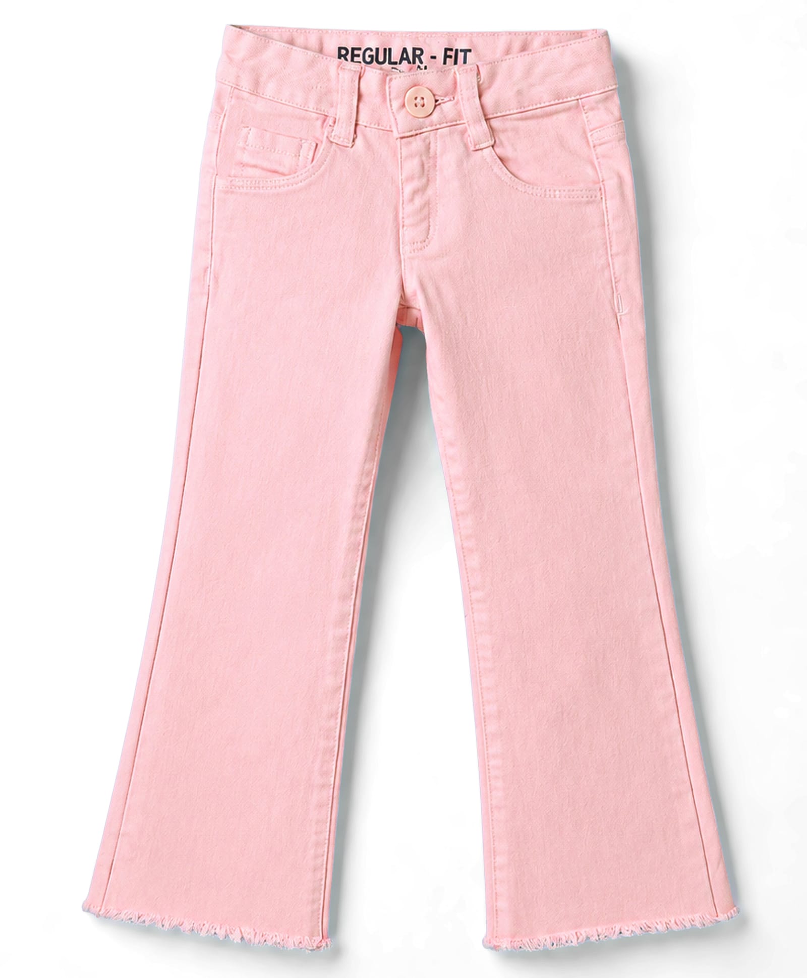 Olio Kids Cotton Woven Full Length Solid Trouser - Pink-picture-24