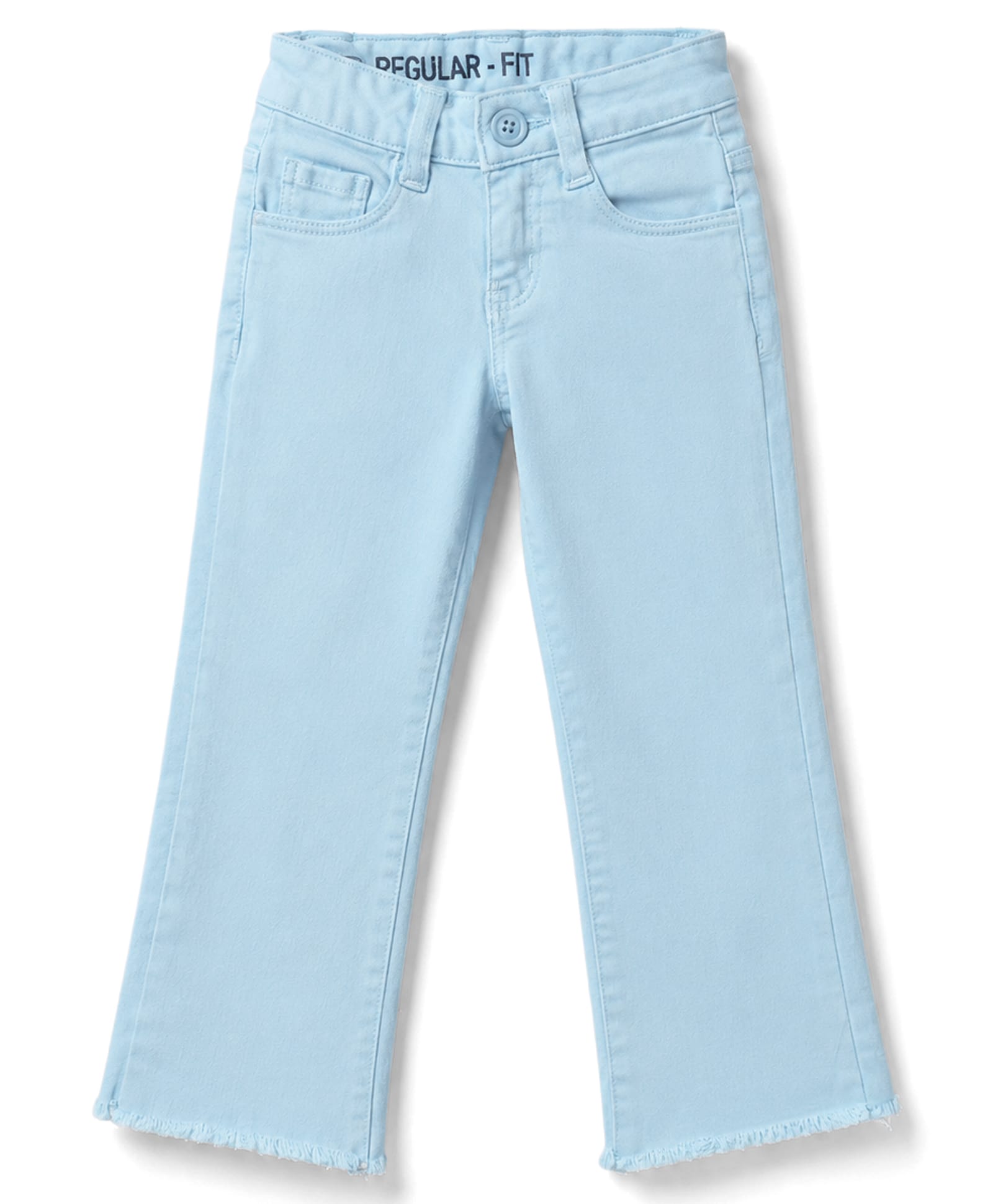 Olio Kids Cotton Woven Full Length Solid Trouser - Light Blue-picture-13