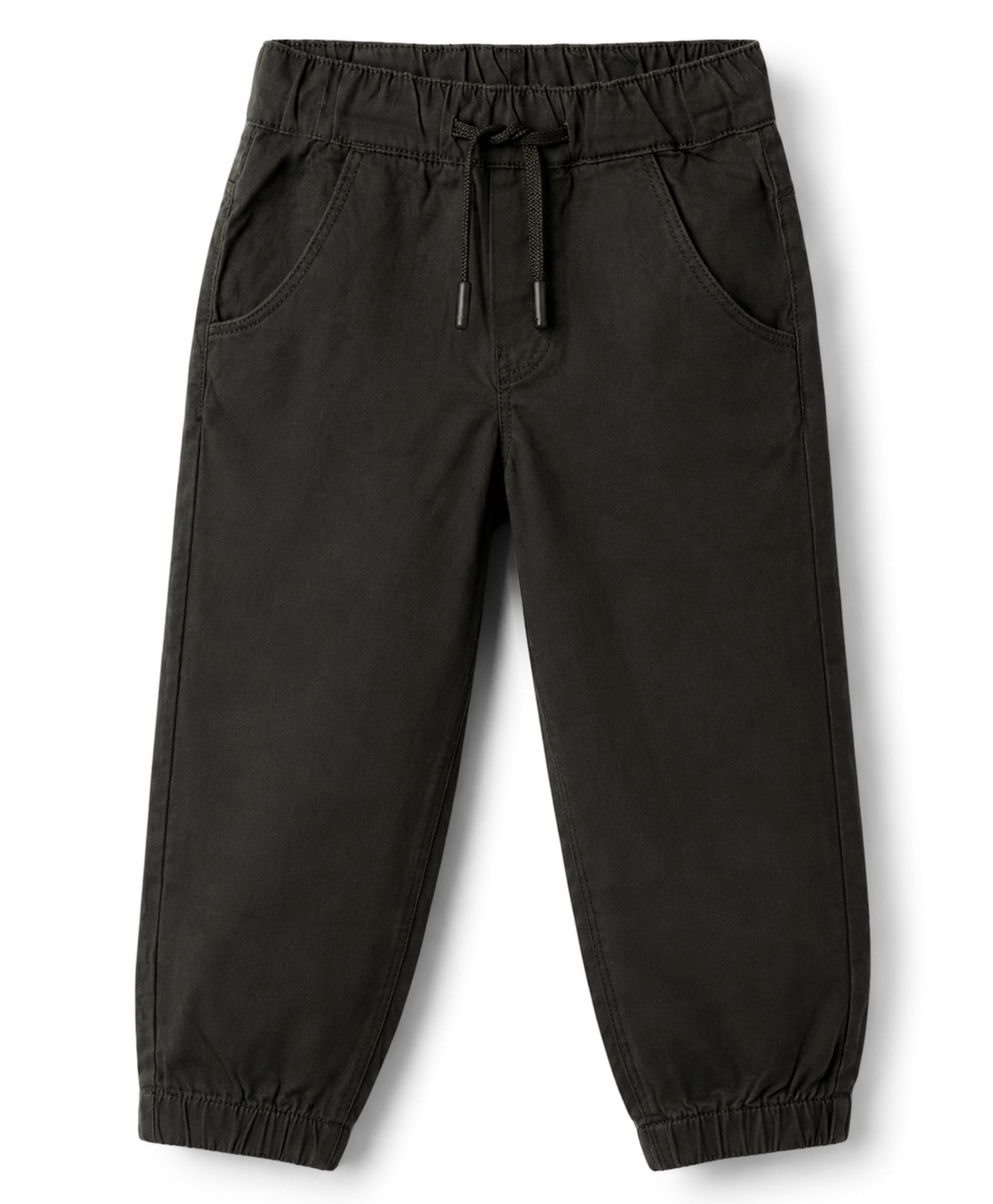 Olio Kids Cotton Woven Full Length Solid Pant - Olive Green-picture-22