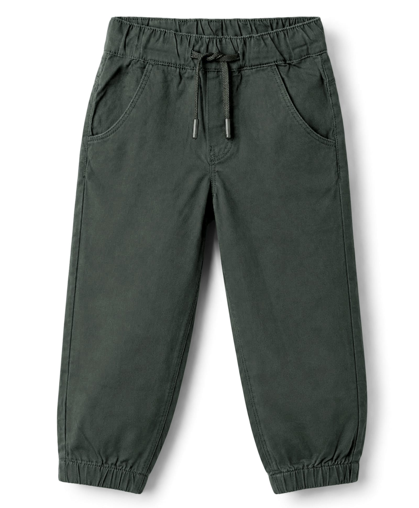 Olio Kids Cotton Woven Full Length Solid Pant - Charcoal Grey-picture-19