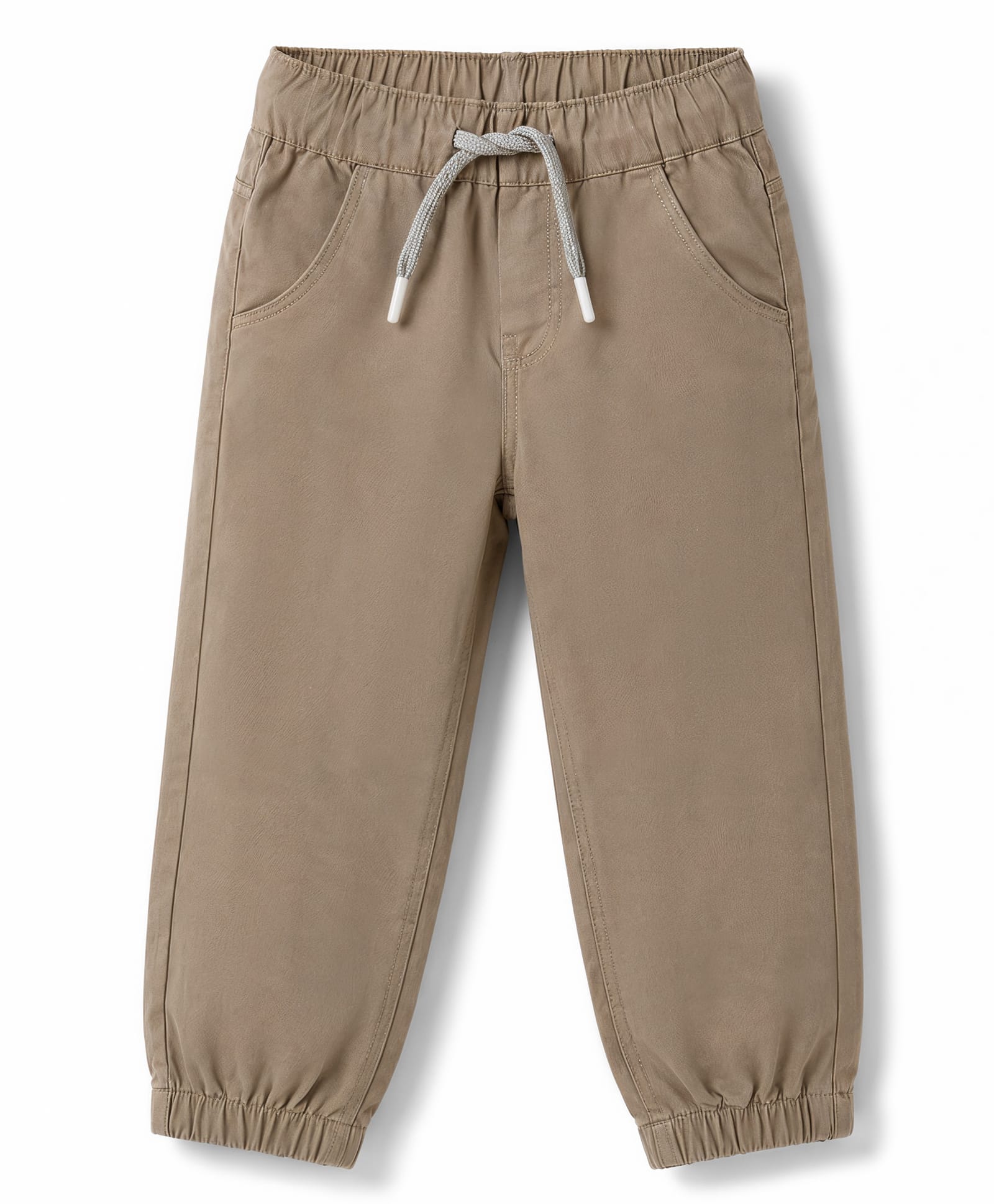 Olio Kids Cotton Woven Full Length Solid Pant - Tan-picture-17