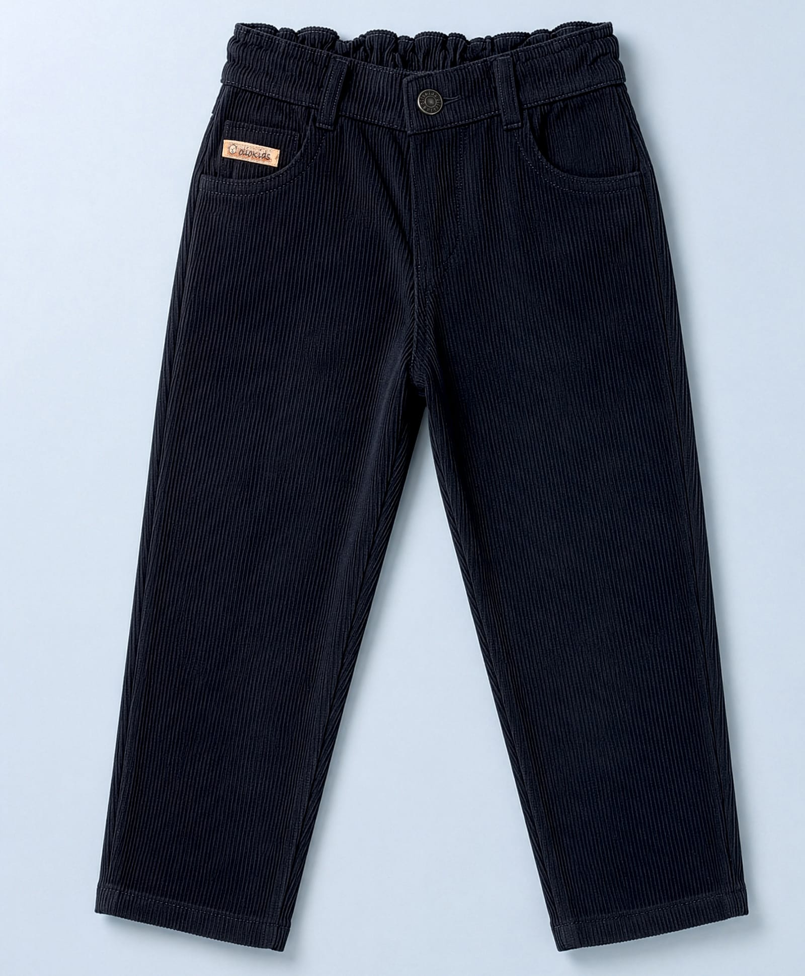 Olio Kids Cotton Woven Full Length Striped Trouser With Patch - Navy Blue-picture-14