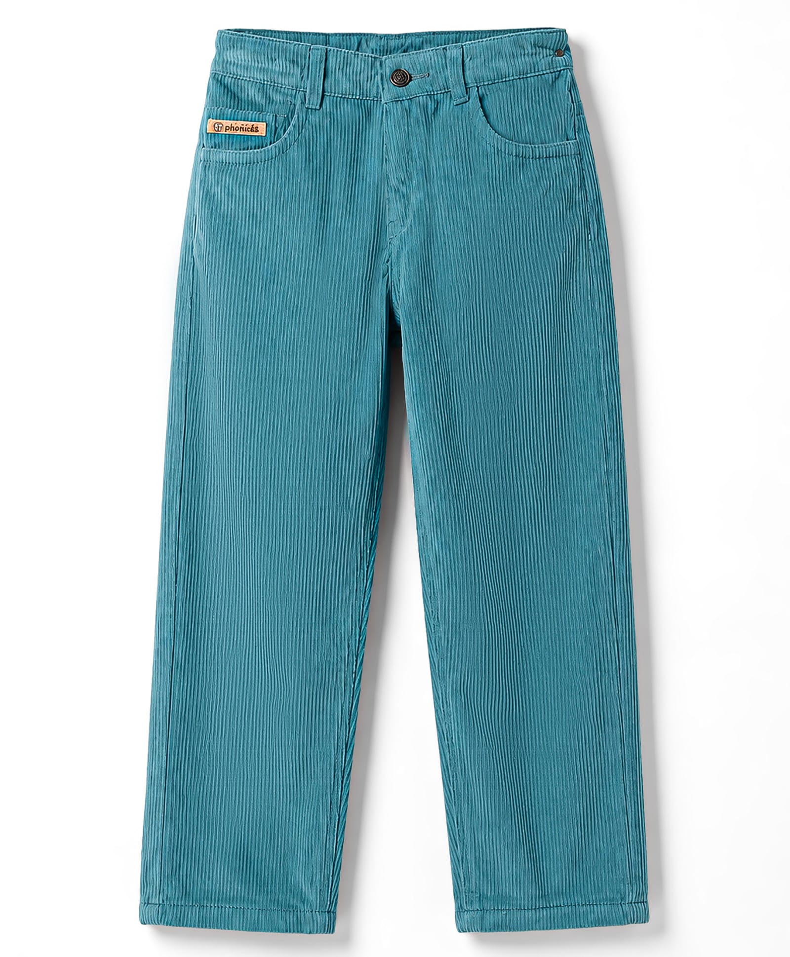 Olio Kids Cotton Woven Full Length Striped Trouser With Patch - Sea Green-picture-22