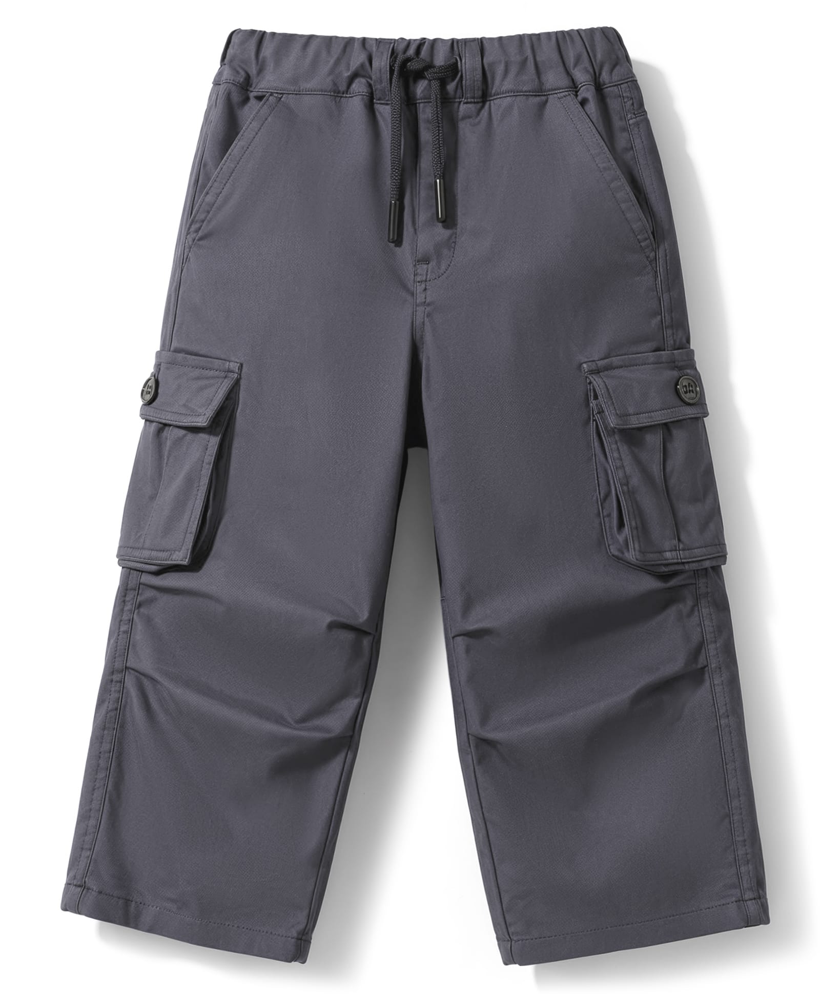 Olio Kids Cotton Woven Full Length Solid Colour Trousers with Cargo Pockets - Black-picture-31