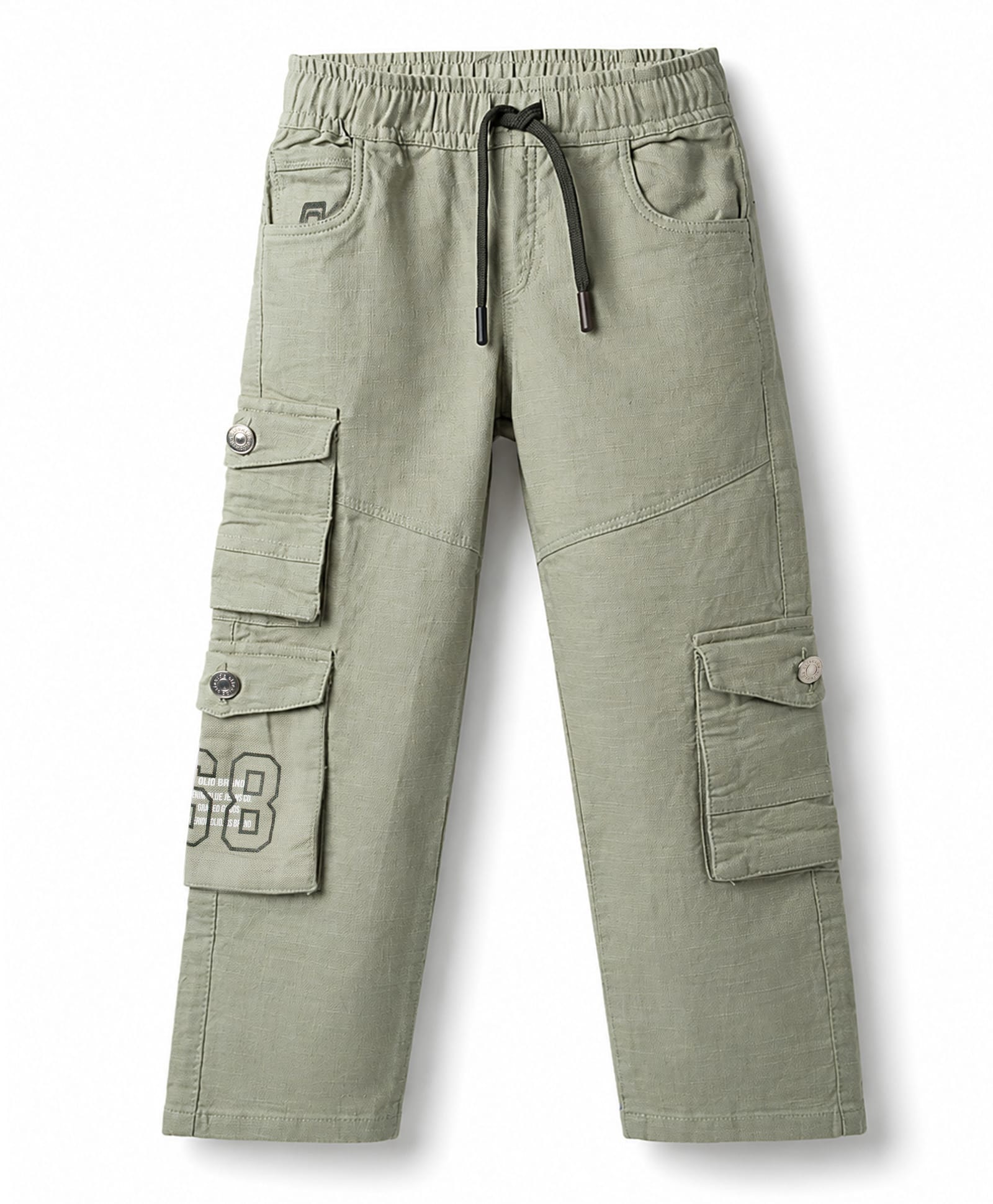 Olio Kids Denim Woven Full Length Trousers with Cargo Pockets - Grey-image-20