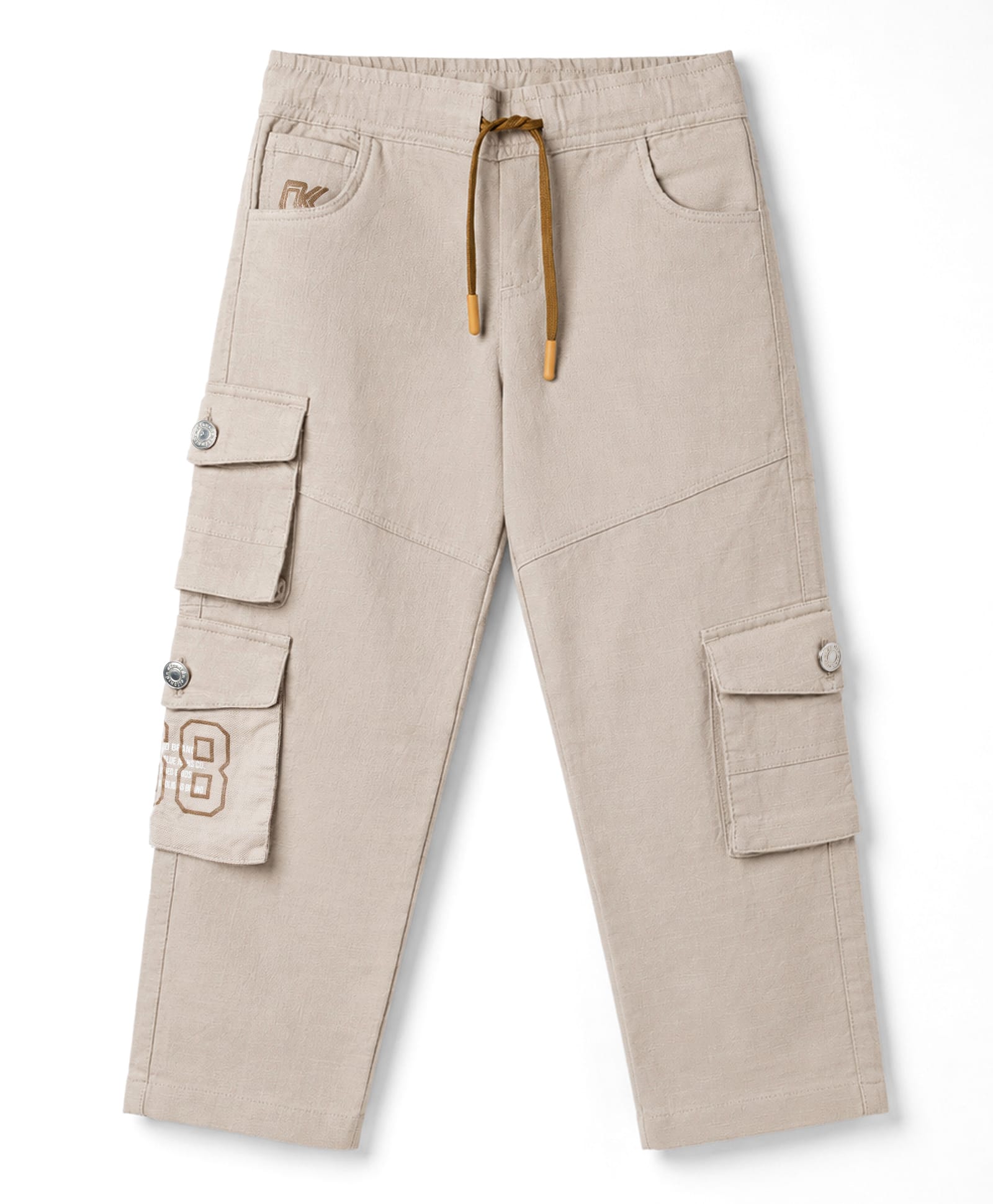 Olio Kids Denim Woven Full Length Trousers with Cargo Pockets - Khaki-picture-26