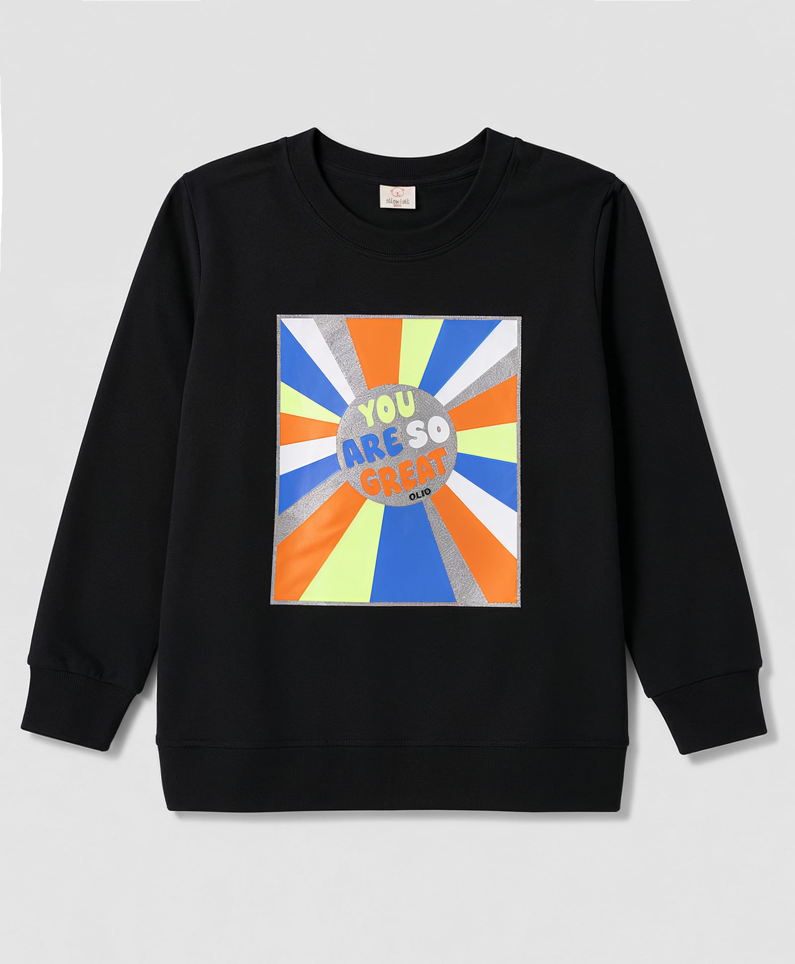 Olio Kids Sinker Knit Full Sleeves T-Shirt with Text Print - Black-picture-40