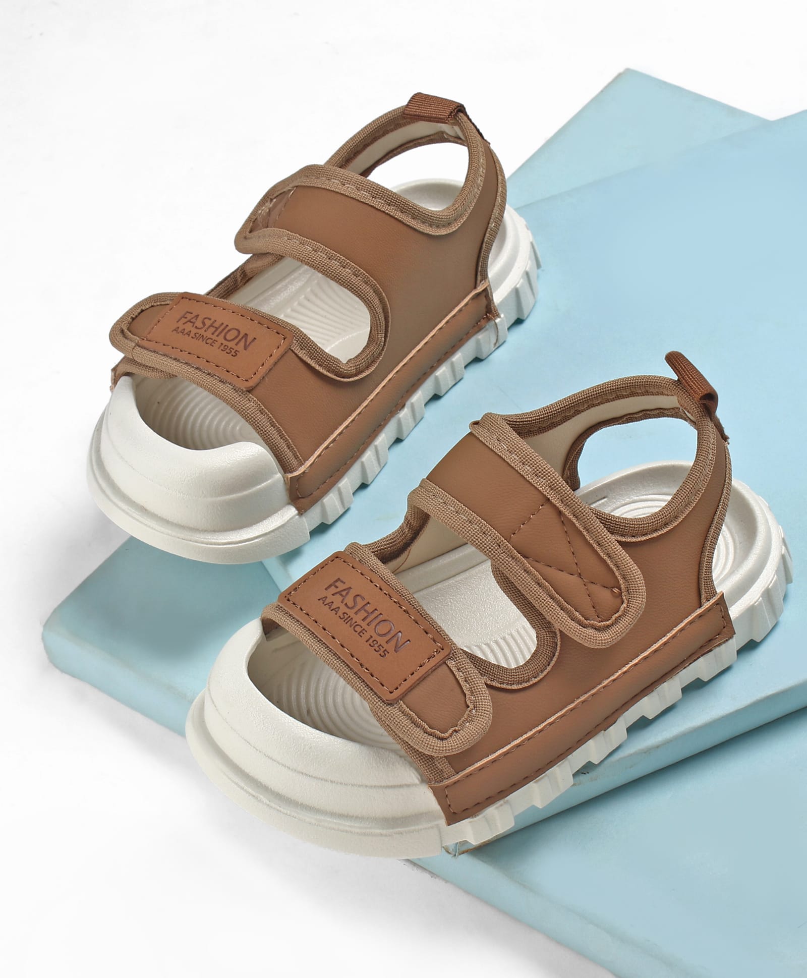 KIDLINGSS Solid Velcro Closure Sandals - Brown-picture-21