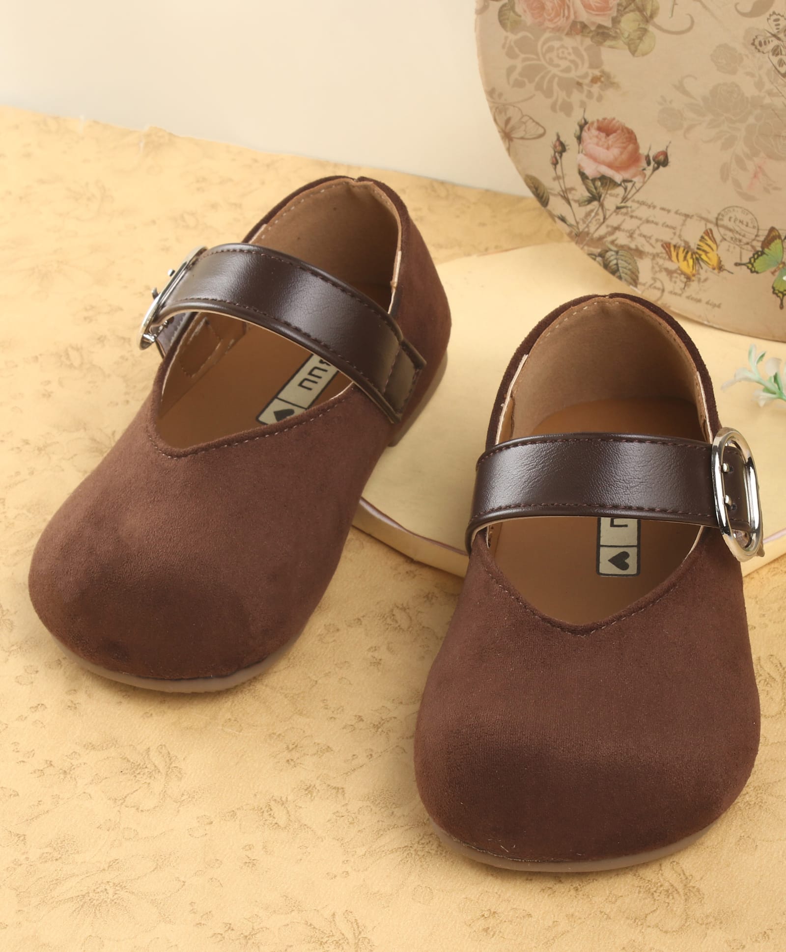 KIDLINGSS Solid Buckle Closure Mary Jane Ballerinas - Brown-image-24