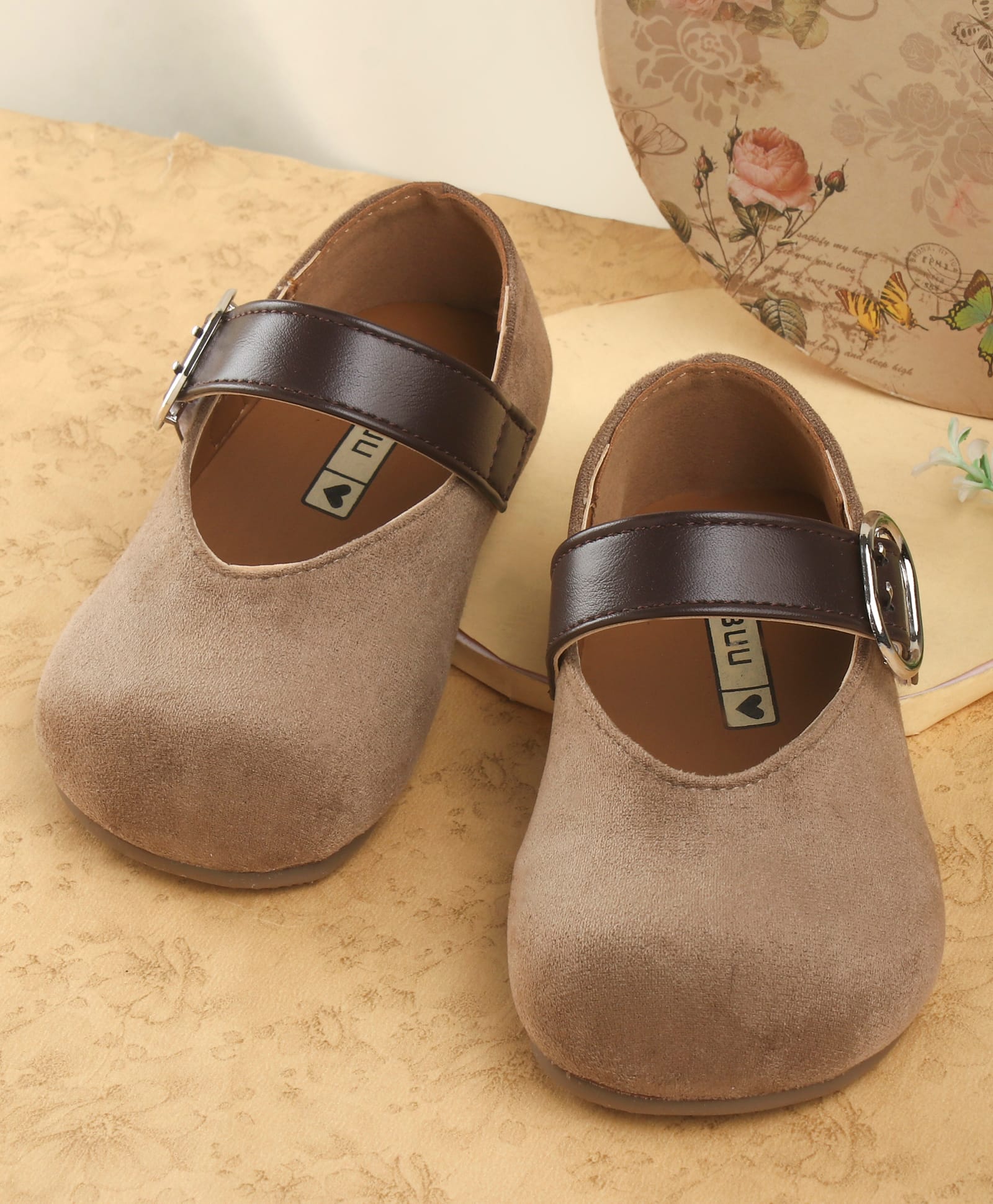 KIDLINGSS Solid Buckle Closure Mary Jane Ballerinas - Khaki-image-28