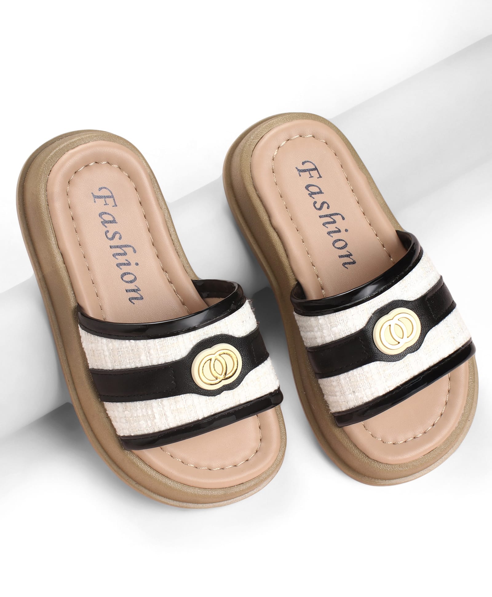 KIDLINGSS Geometric Applique Detailed Slip On Sandals - Black-picture-14