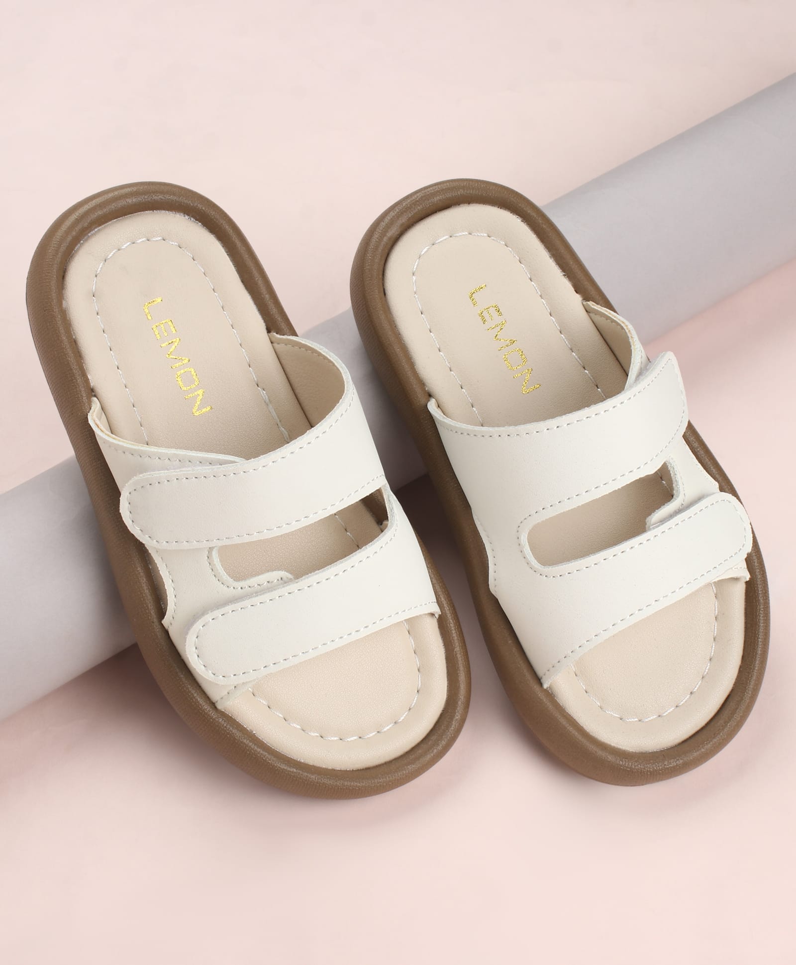 KIDLINGSS Solid Velcro Closure Sandals - White-image-43