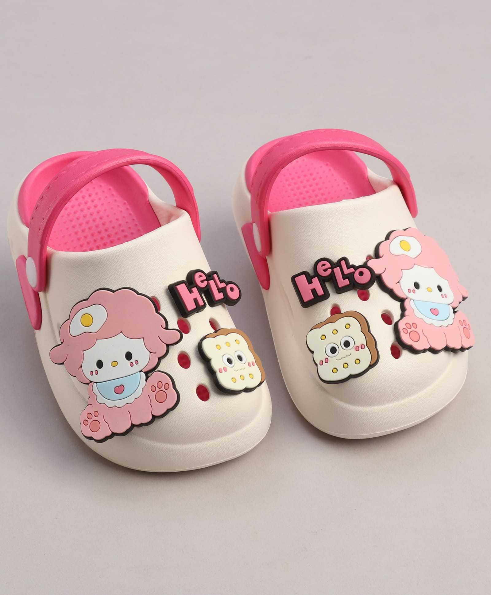 KIDLINGSS Sheep Applique Detailed Perforated Slingback Clogs - White-image-48