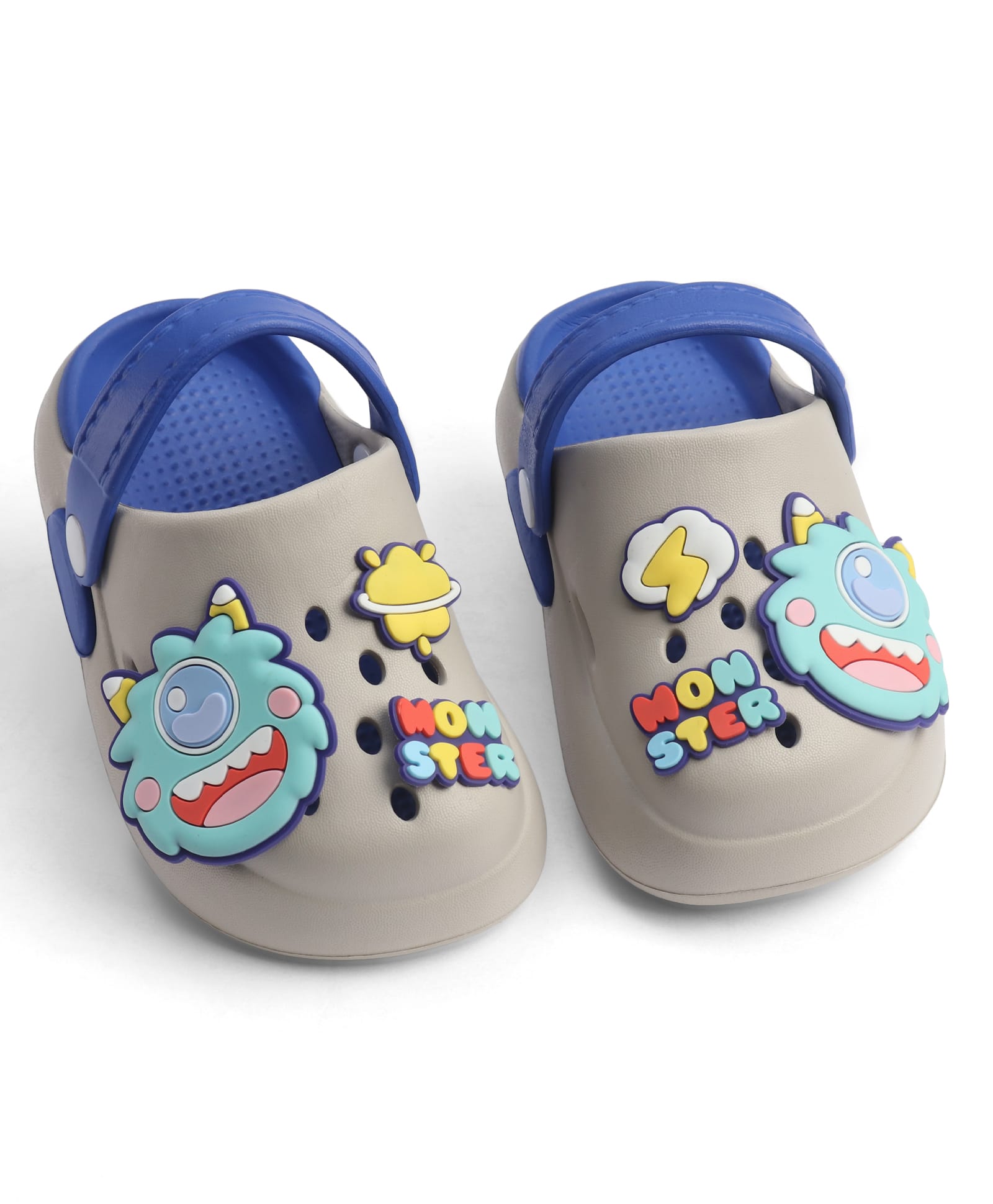KIDLINGSS Alien Monster Applique Detailed Perforated Slingback Clogs - Grey-image-43