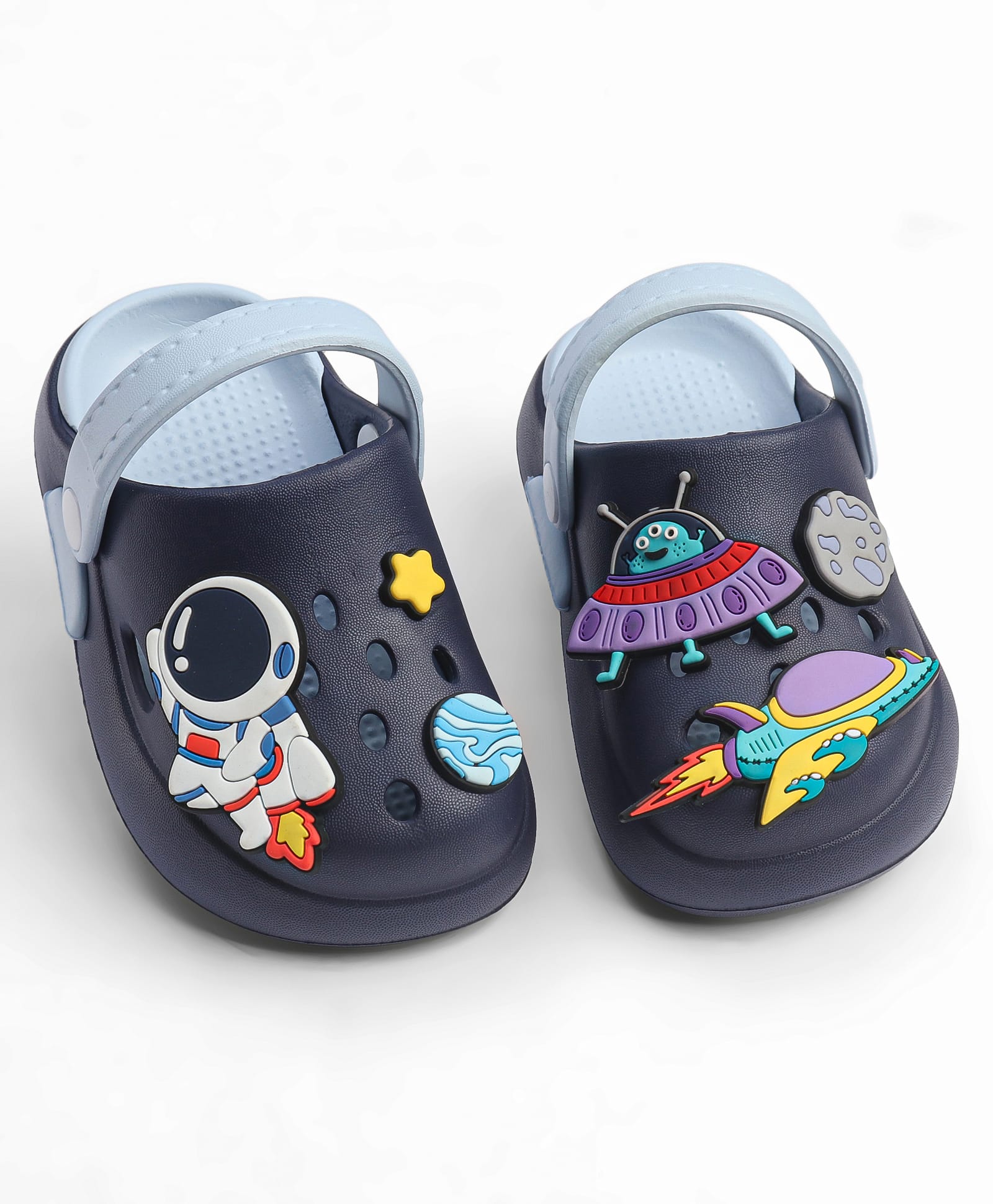 KIDLINGSS Space Theme Applique Detailed Perforated Slingback Clogs - Navy Blue-picture-28