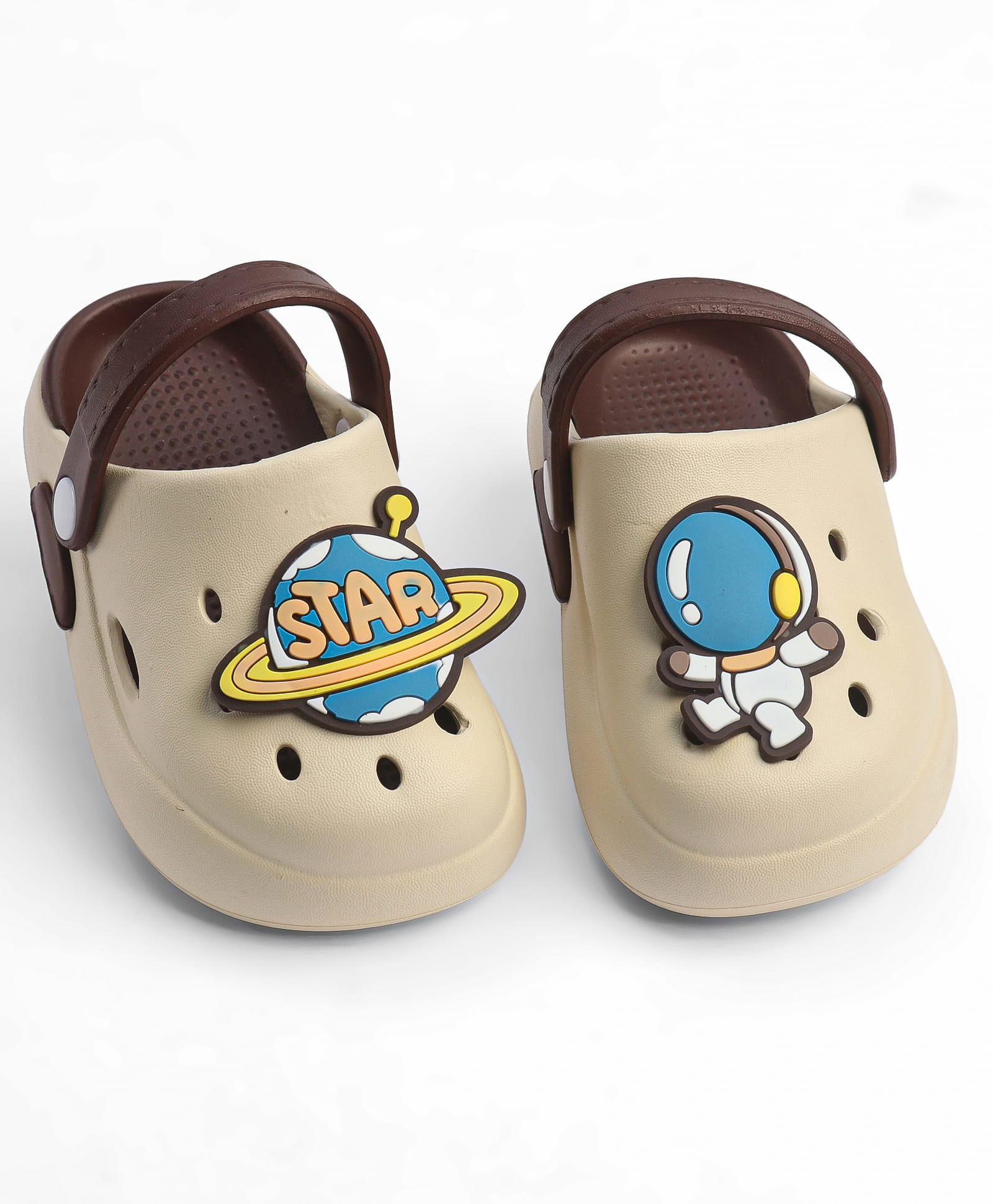 KIDLINGSS Space Theme Applique Detailed Perforated Slingback Clogs - Brown-picture-28