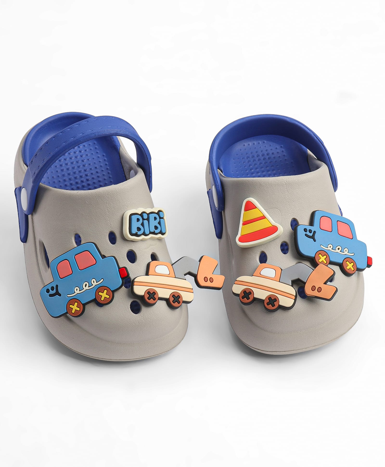 KIDLINGSS Car Applique Detailed Perforated Slingback Clogs - Grey-image-30