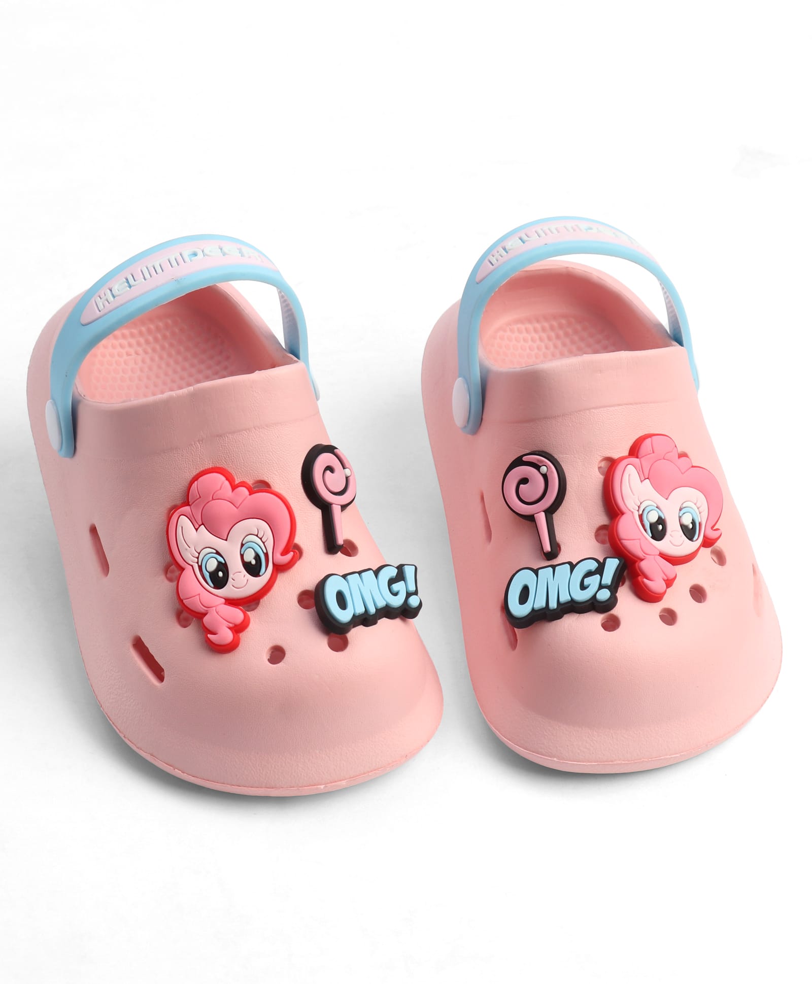 KIDLINGSS OMG Text Applique Detailed Perforated Slingback Clogs - Light Pink-picture-11