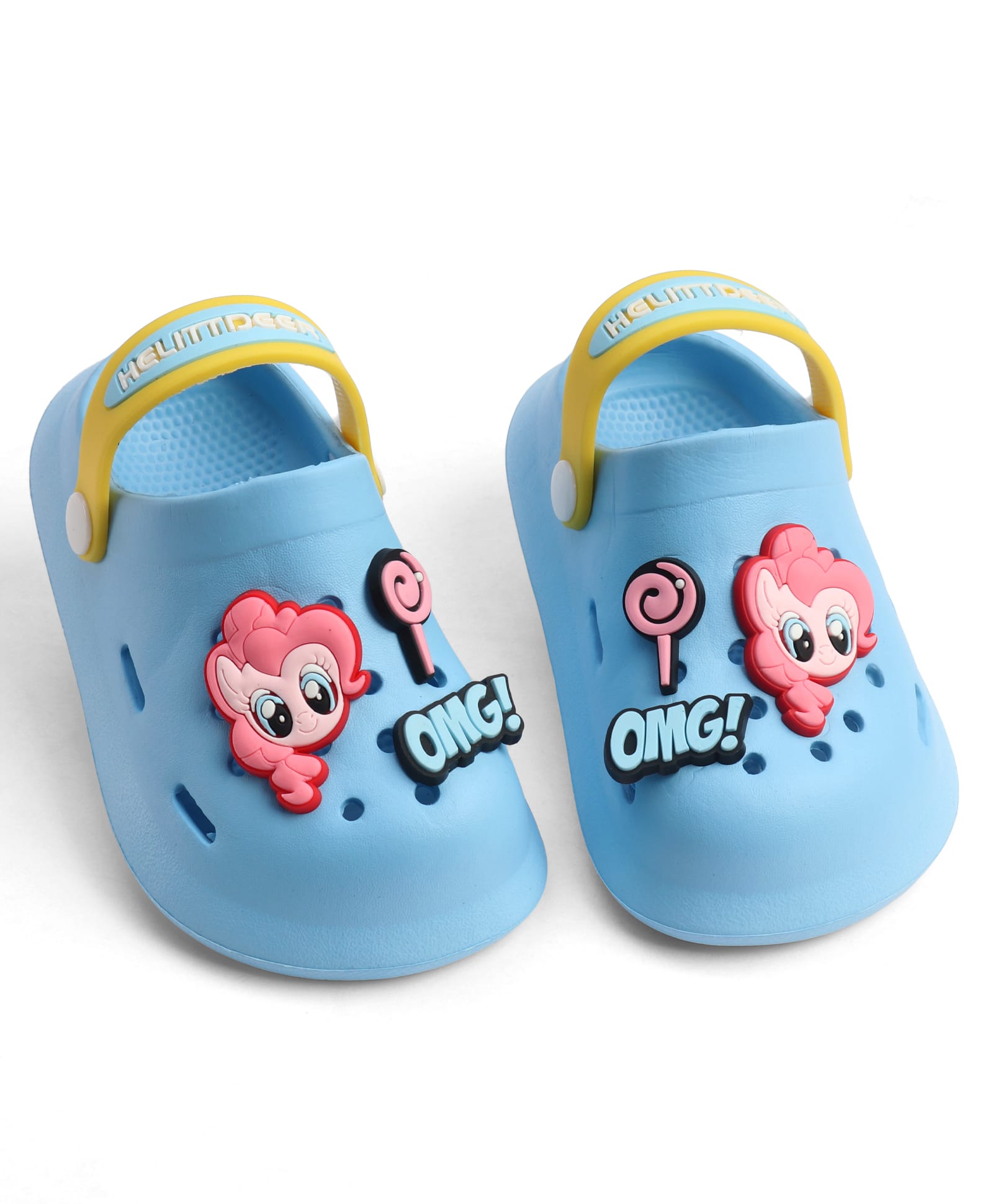 KIDLINGSS OMG Text Applique Detailed Perforated Slingback Clogs - Light Blue-picture-15