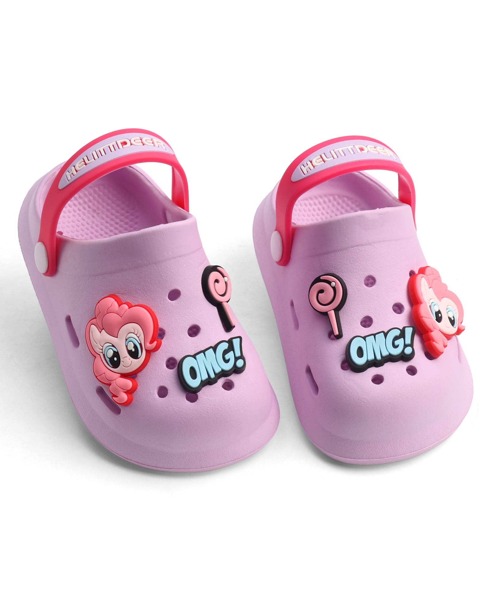KIDLINGSS OMG Text Applique Detailed Perforated Slingback Clogs - Purple-picture-15