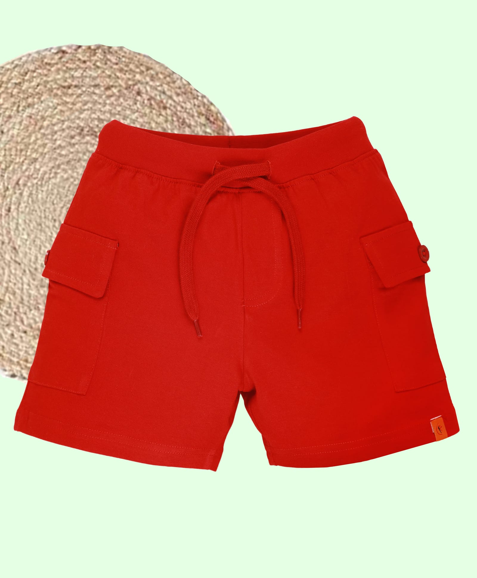 Kiddopanti Cotton Knit Solid Cargo Shorts - Red-picture-29
