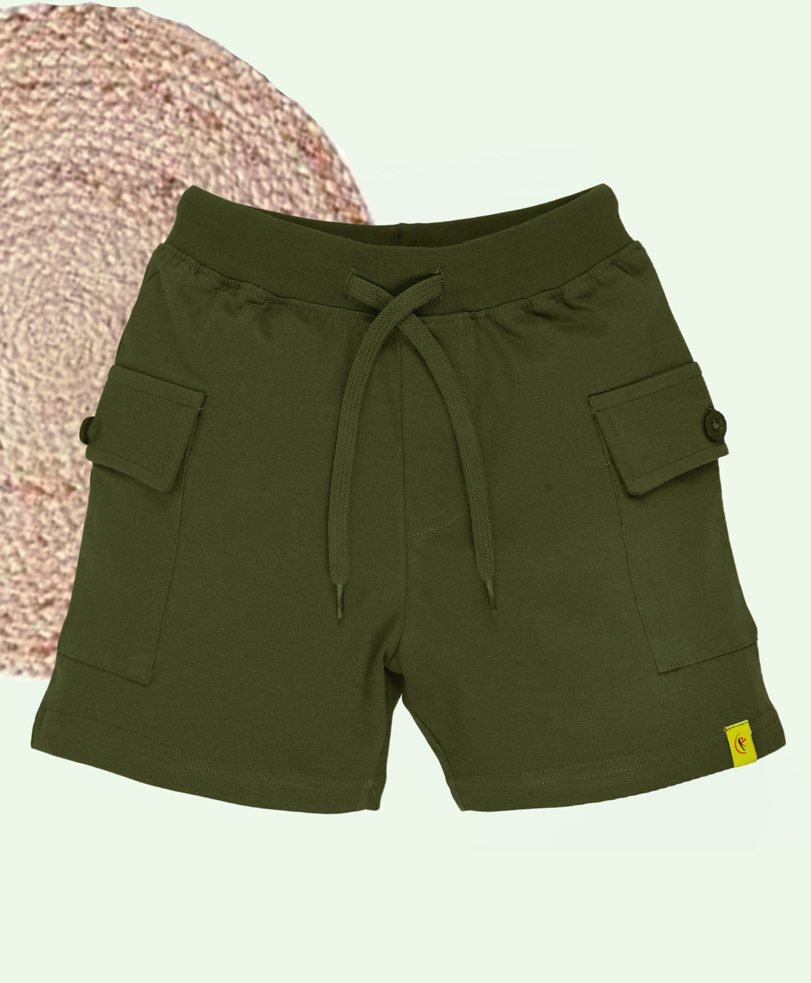 Kiddopanti Cotton Knit Solid Cargo Shorts - Military Green-picture-21