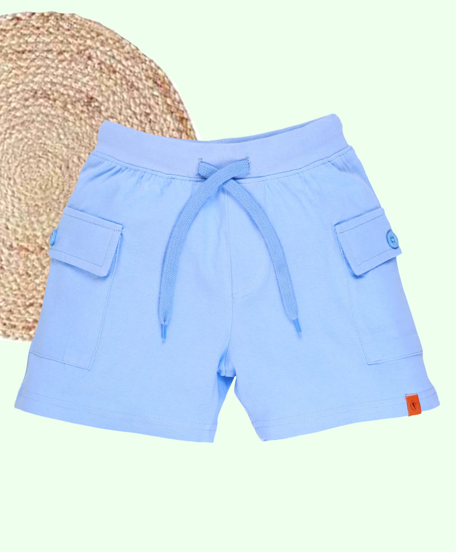 Kiddopanti Cotton Knit Solid Cargo Shorts - Light Blue-picture-28