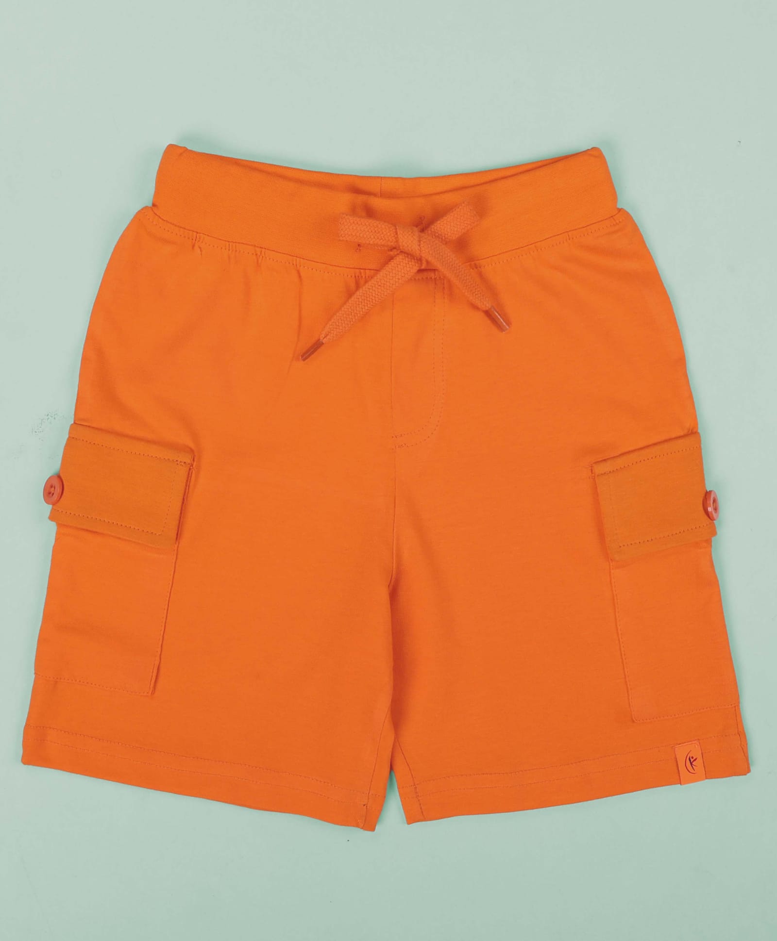 Kiddopanti Cotton Knit Solid Cargo Shorts - Orange-picture-31