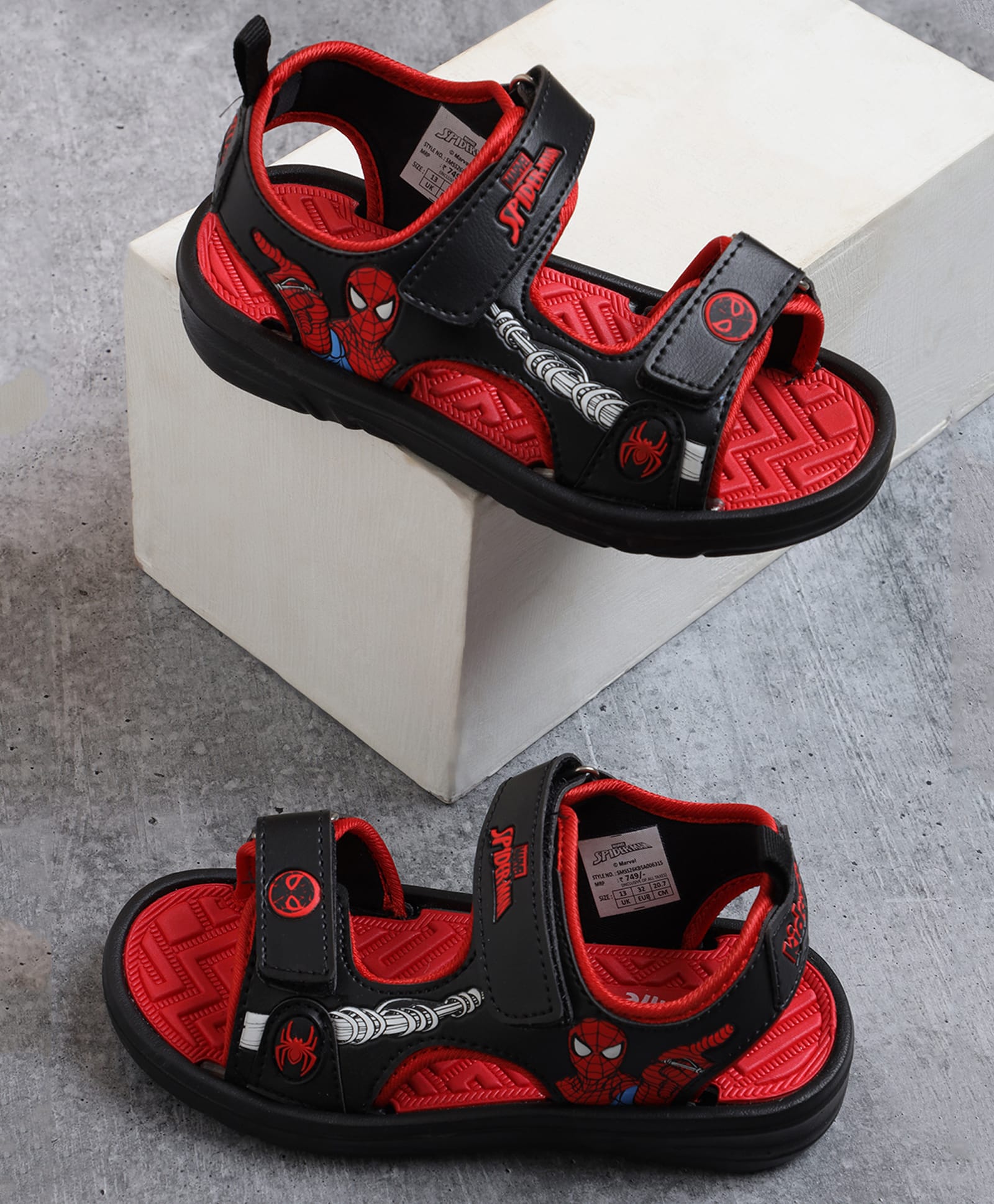 Kidsville Marvel Featuring Spiderman Designed Velcro Closure Sandals - Black-picture-29