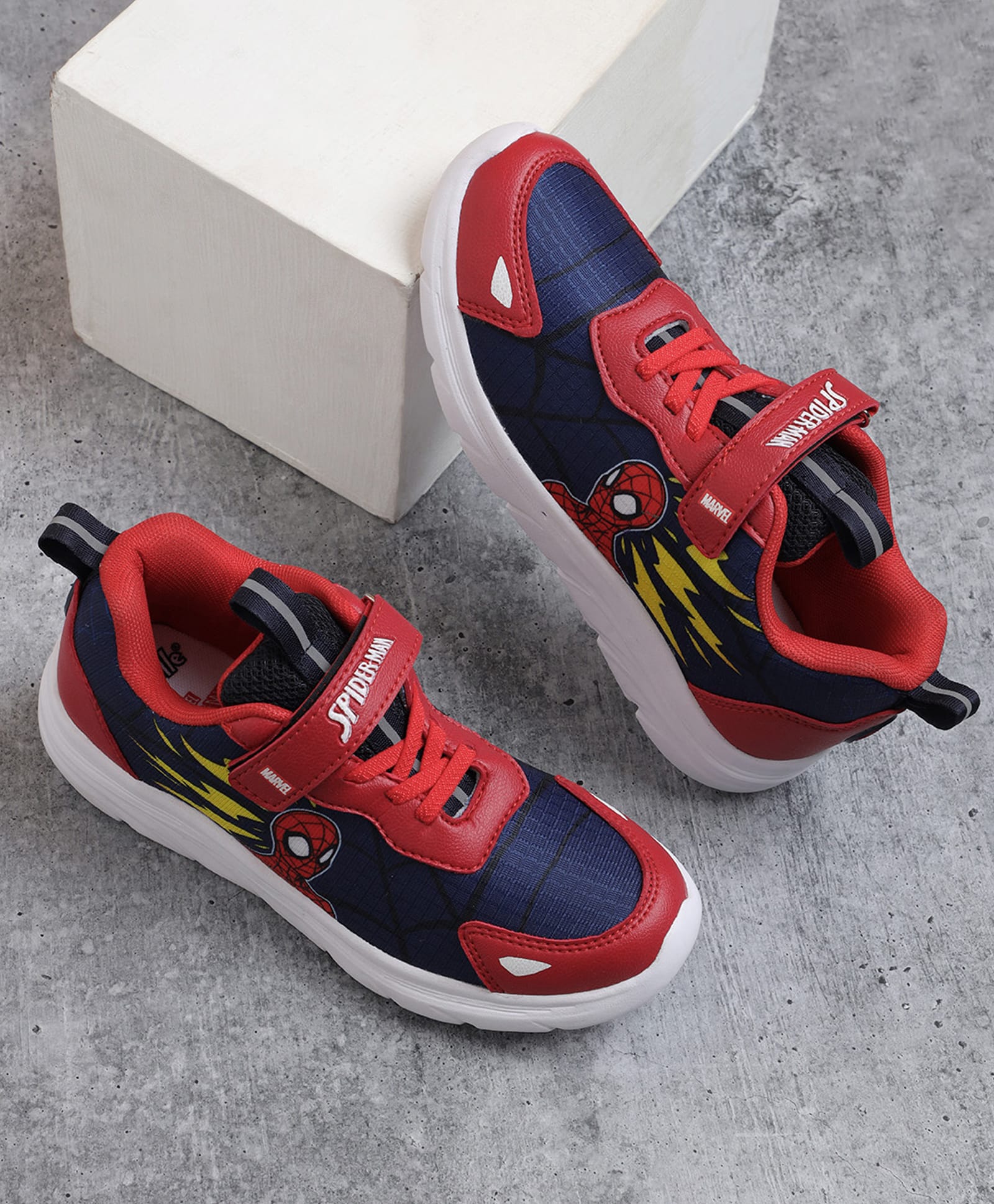 Kidsville Marvel Featuring Spider Man Printed Velcro Closure Shoes - Navy Blue-image-41