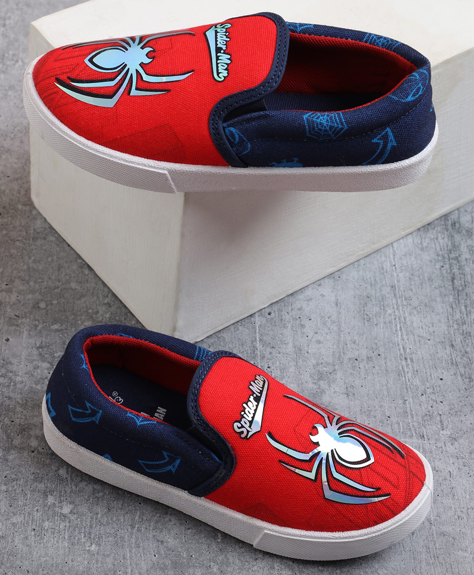 Kidsville Marvel Featuring Spider Man Printed Slip On Shoes - Red-image-42